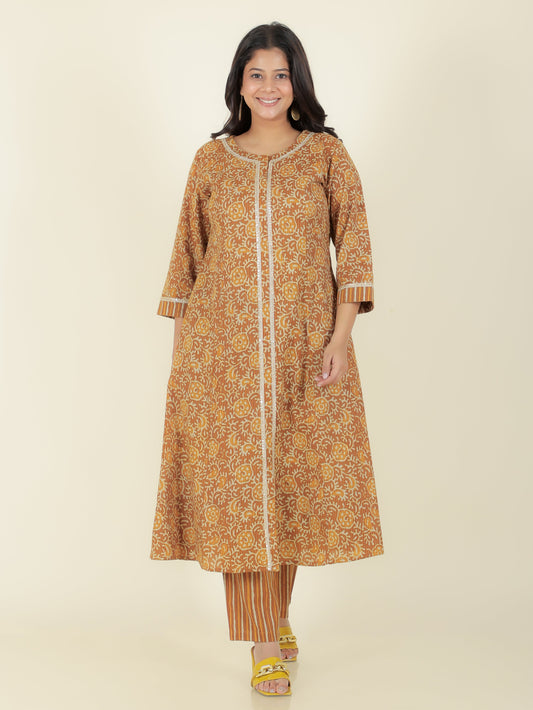 Kantha Cotton Floral Kurta