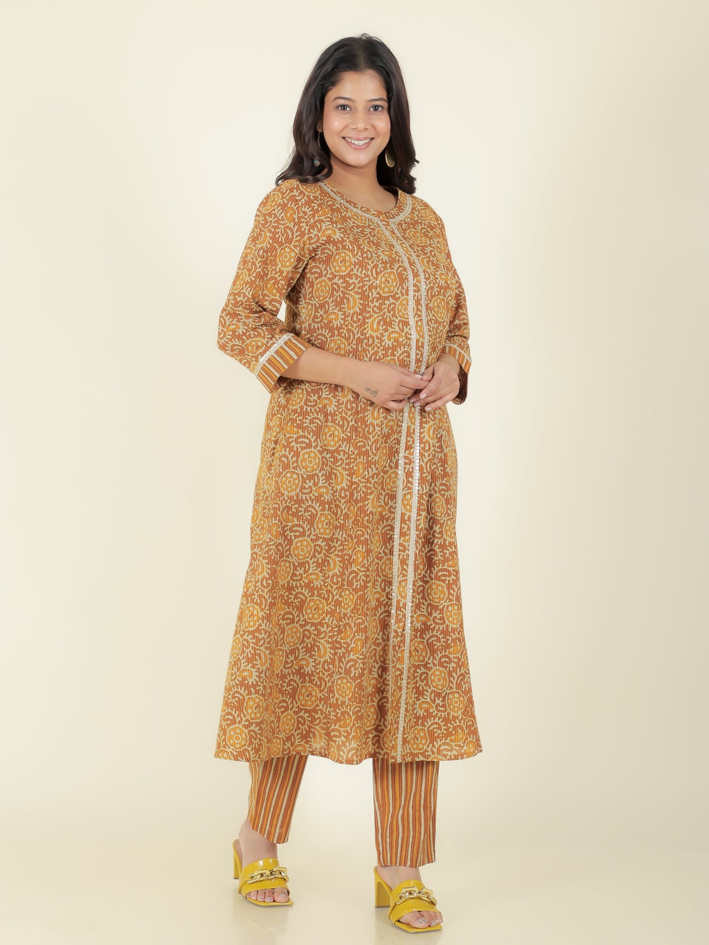 Kantha Cotton Floral Kurta