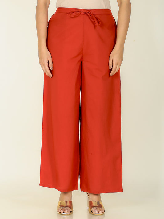 Soft Cotton Solid Maroon Palazzo