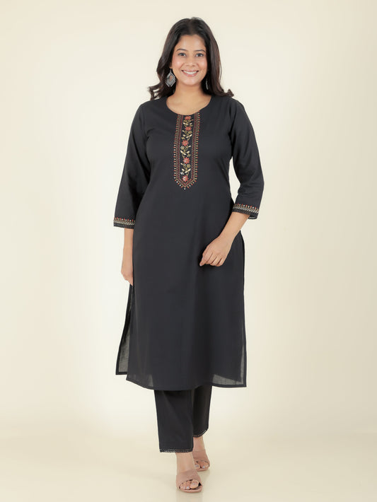 Muslin Geometric Flared Blue Kurta