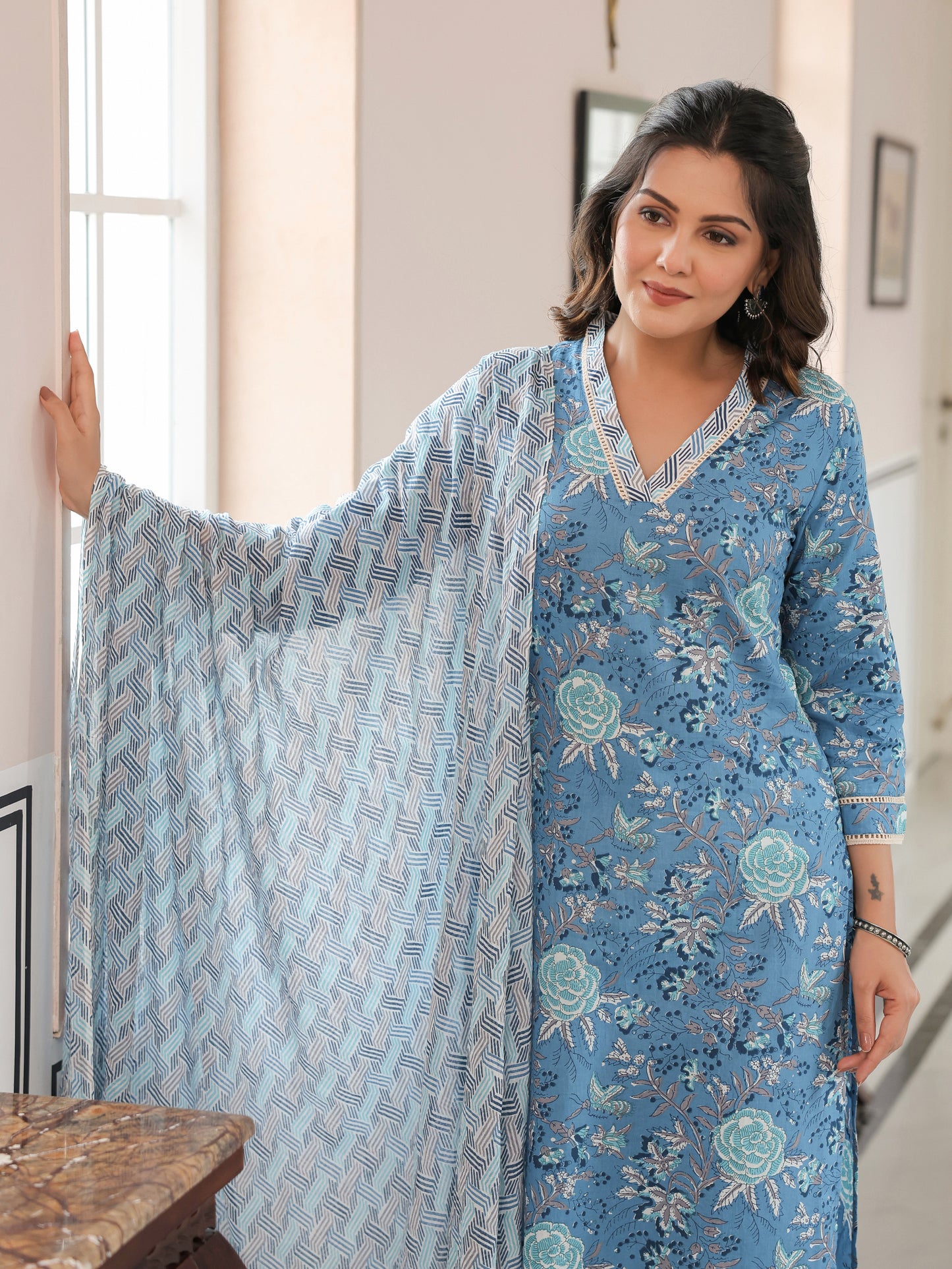 Soft Cotton Floral Kurta