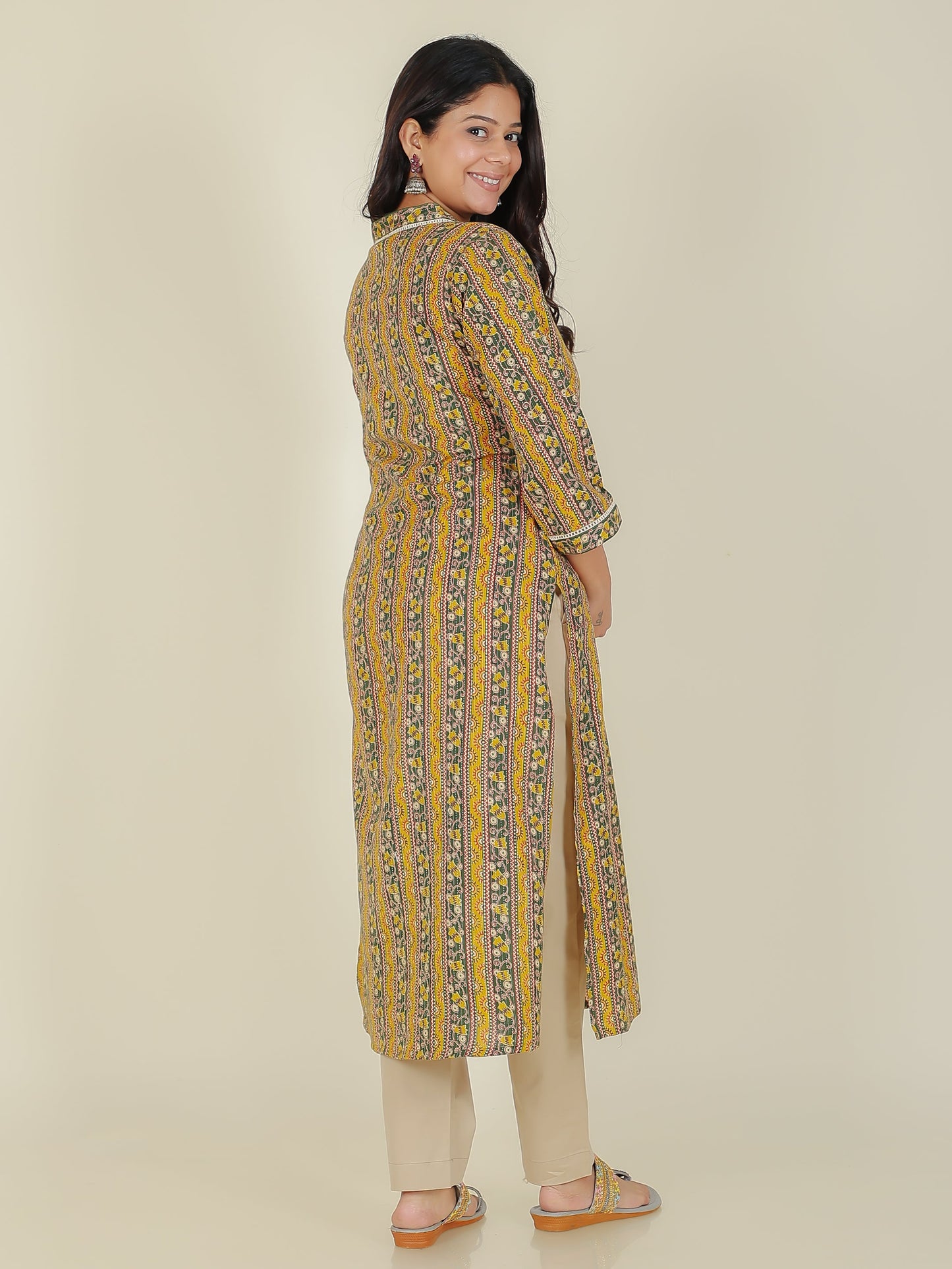 Kantha Cotton Striped Kurta