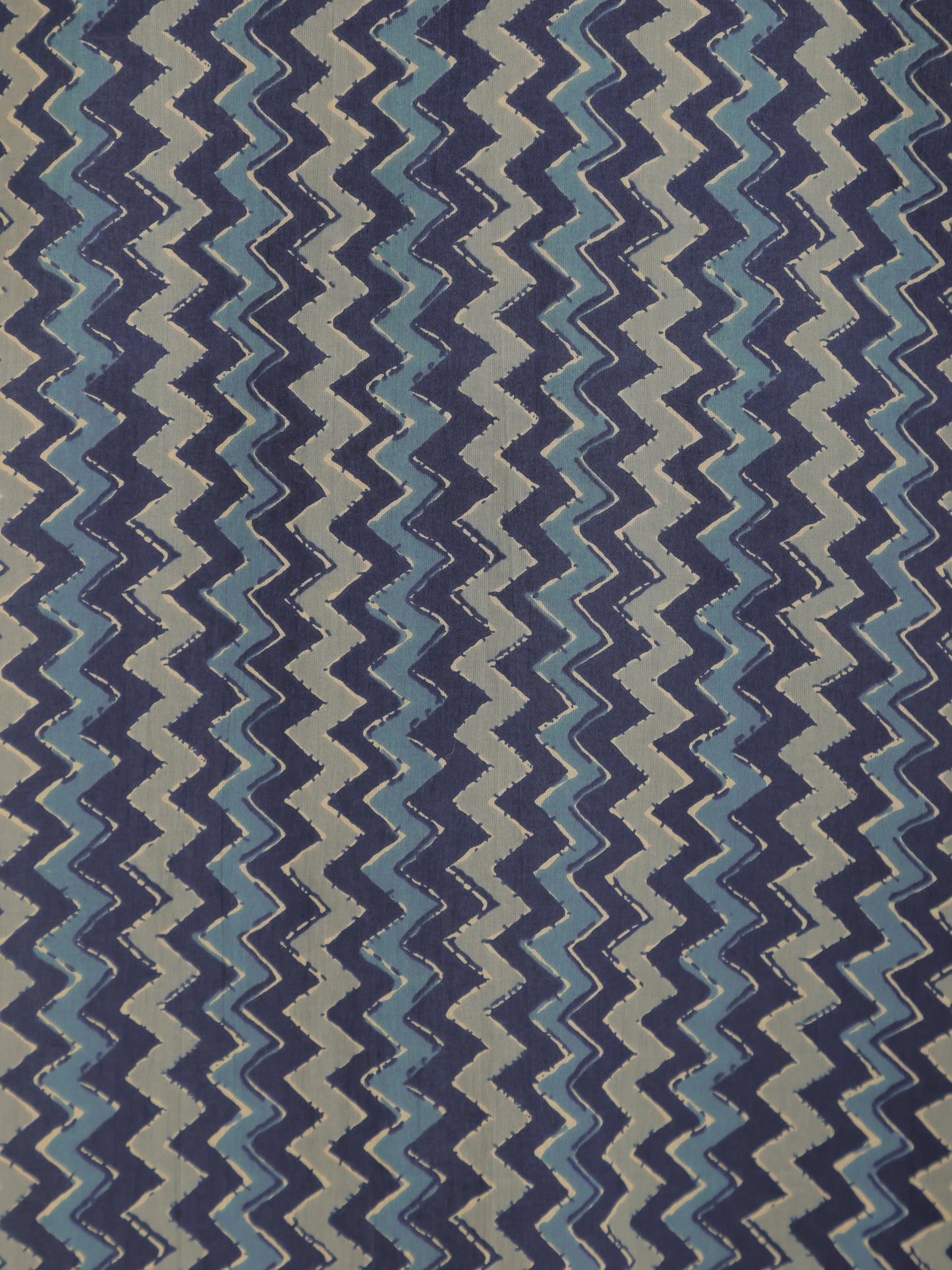 Soft Cotton Chevron A-line Blue Kurta