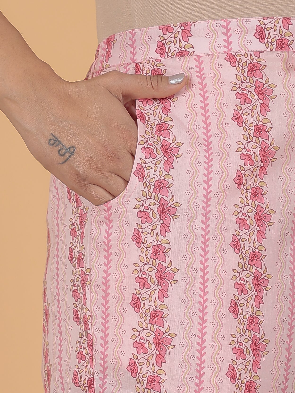 Soft Cotton Floral Straight Pink Kurta
