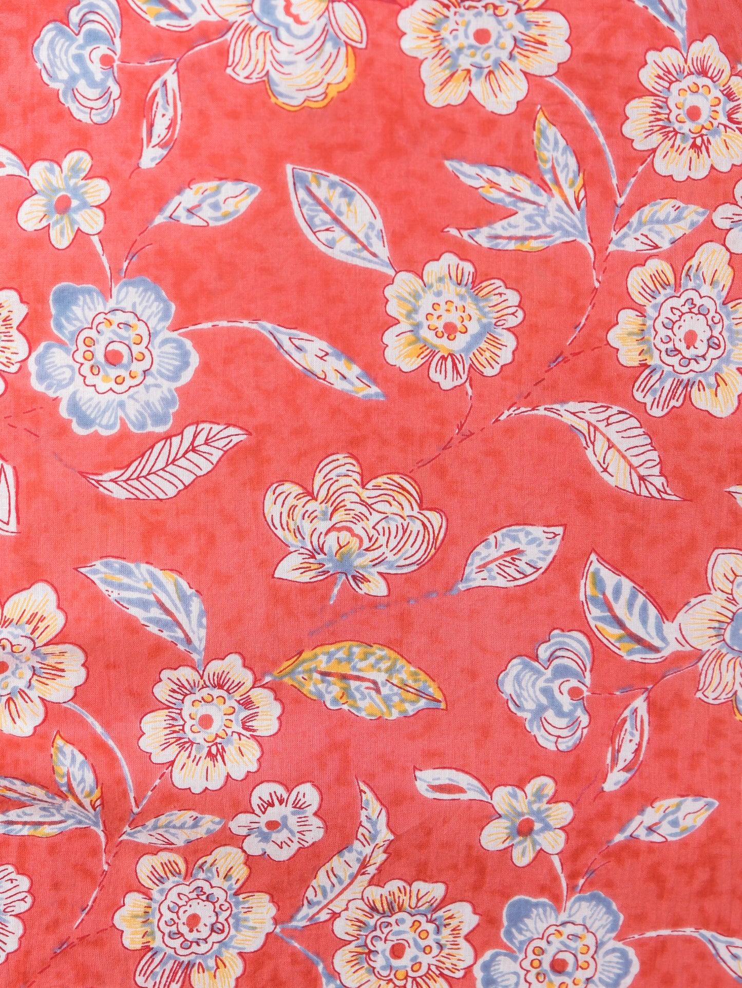 Soft Cotton Floral Straight Red Kurta