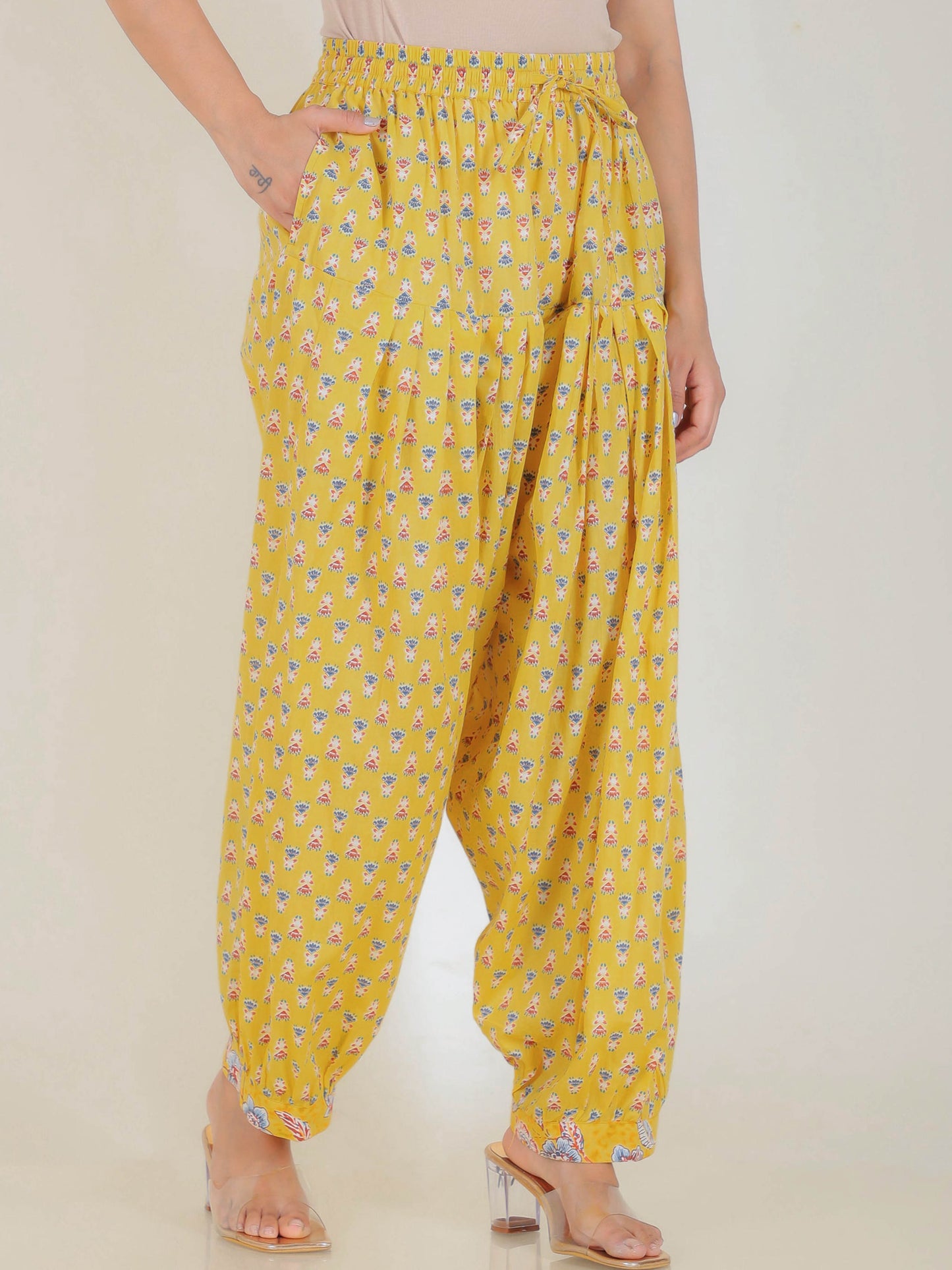 Soft Cotton Butti Yellow Salwar