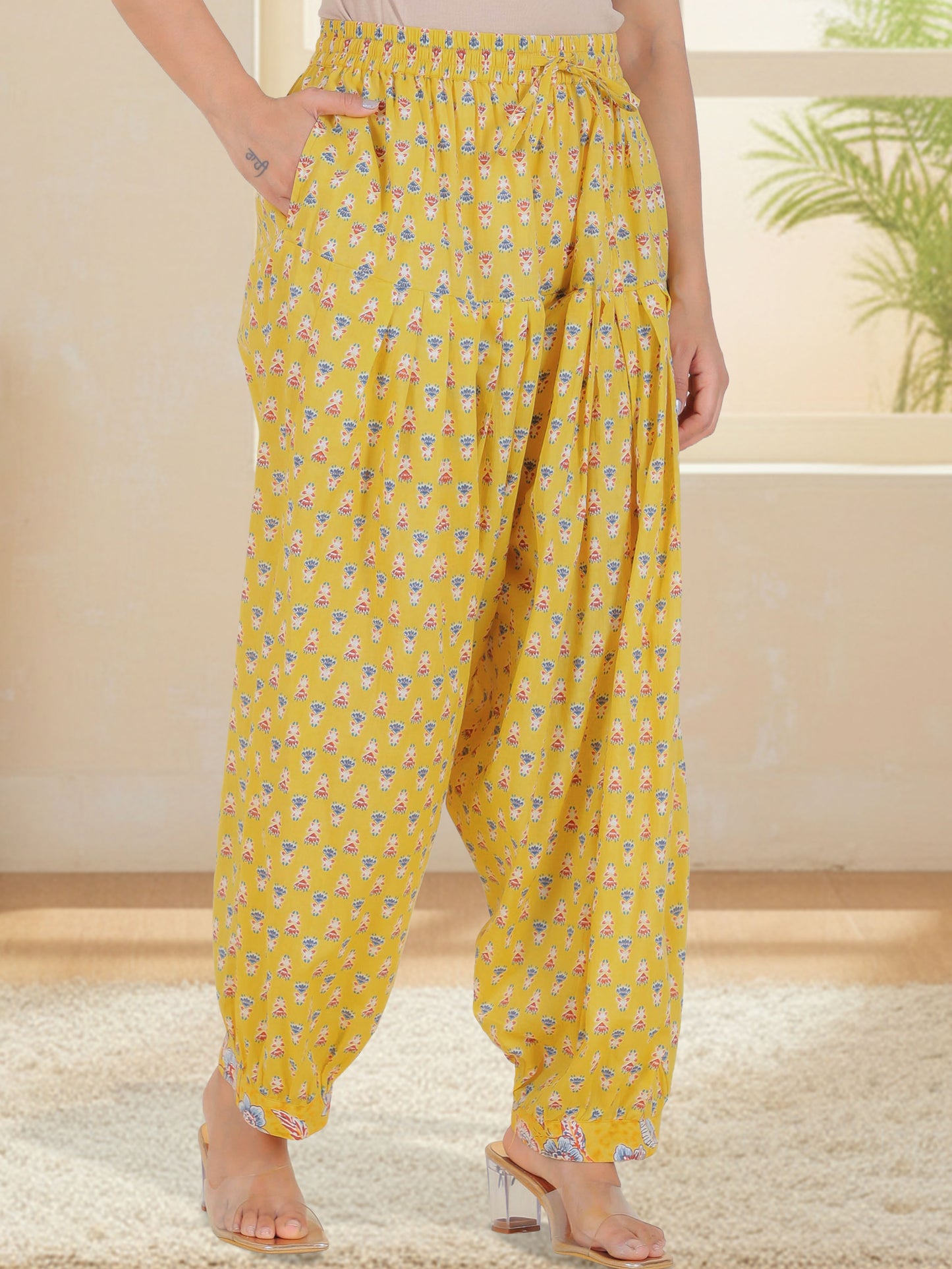 Soft Cotton Floral Straight Yellow Kurta