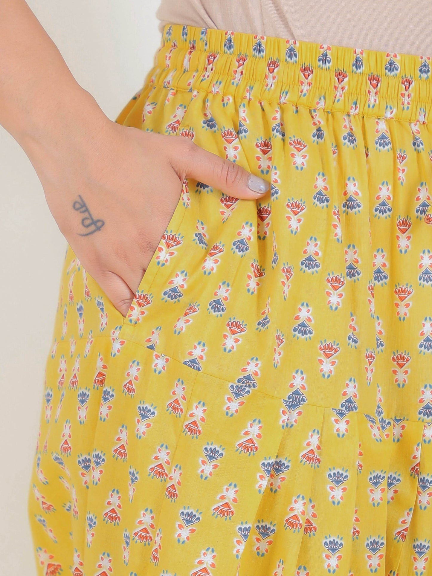 Soft Cotton Floral Straight Yellow Kurta