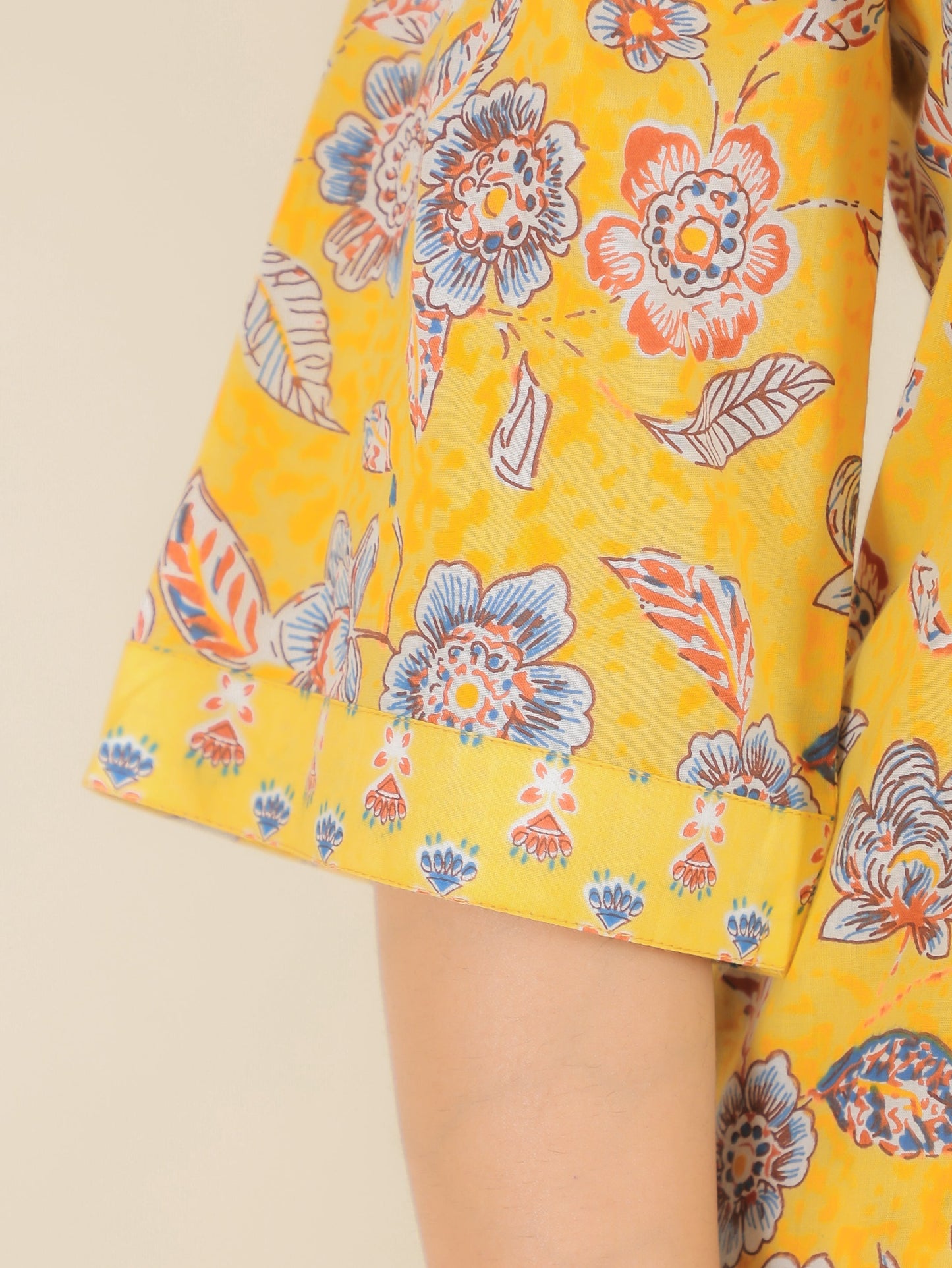 Soft Cotton Floral Straight Yellow Kurta