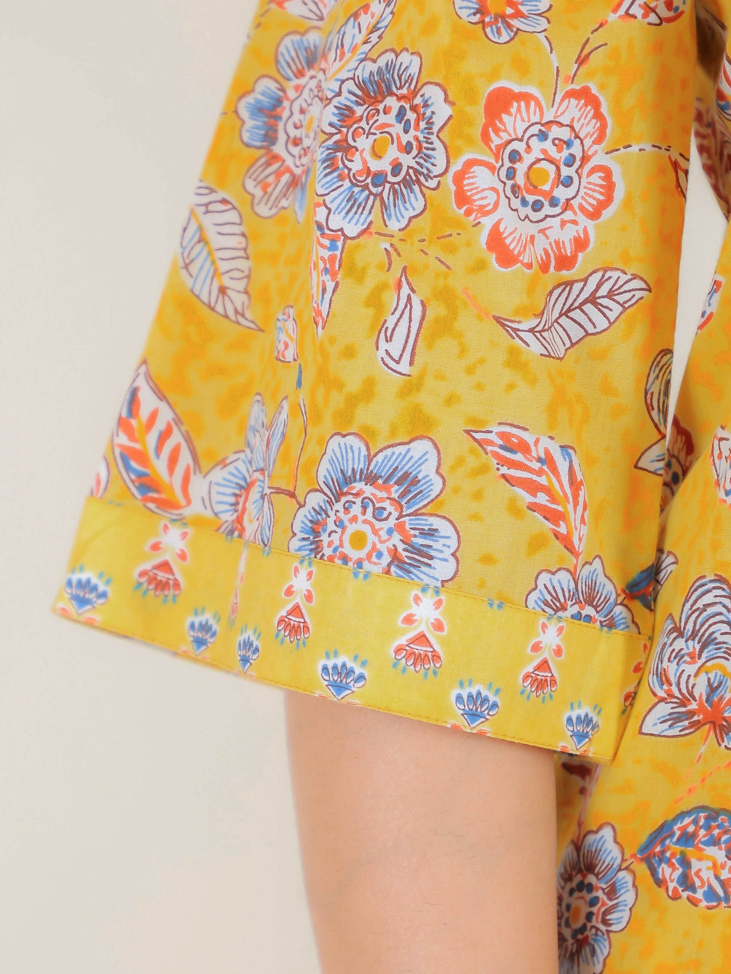 Soft Cotton Floral Straight Yellow Kurta