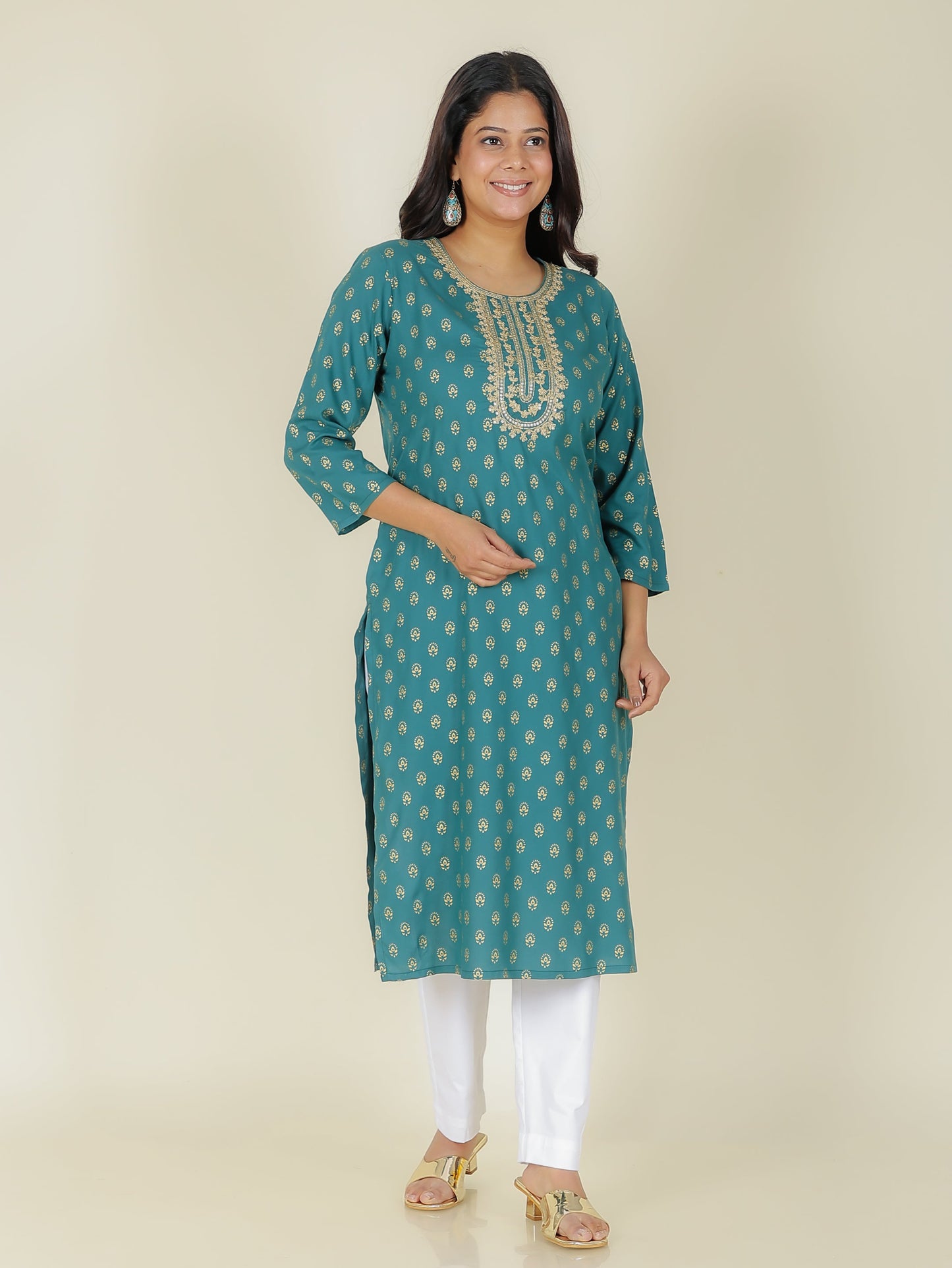 Rayon Gold foil Kurta