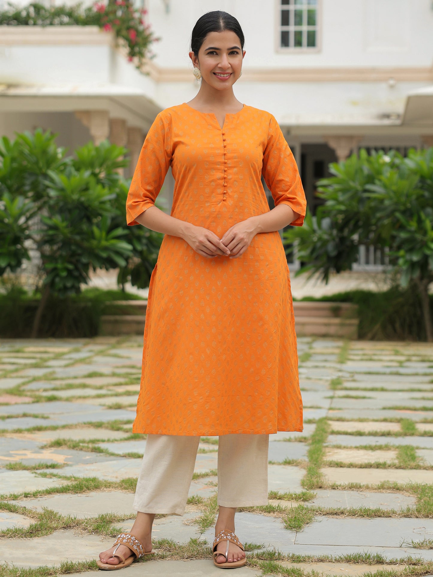 Soft Cotton Floral Kurta