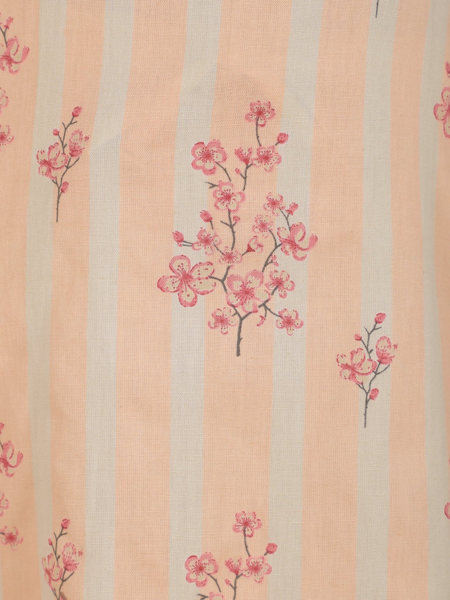 Linen Cotton Floral Straight Peach Kurta