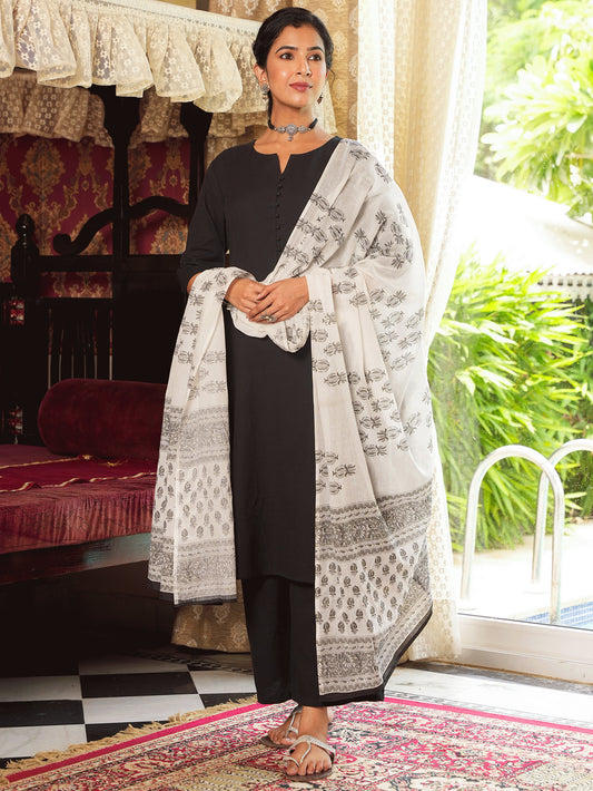 Cotton Voile Abstract White Dupatta