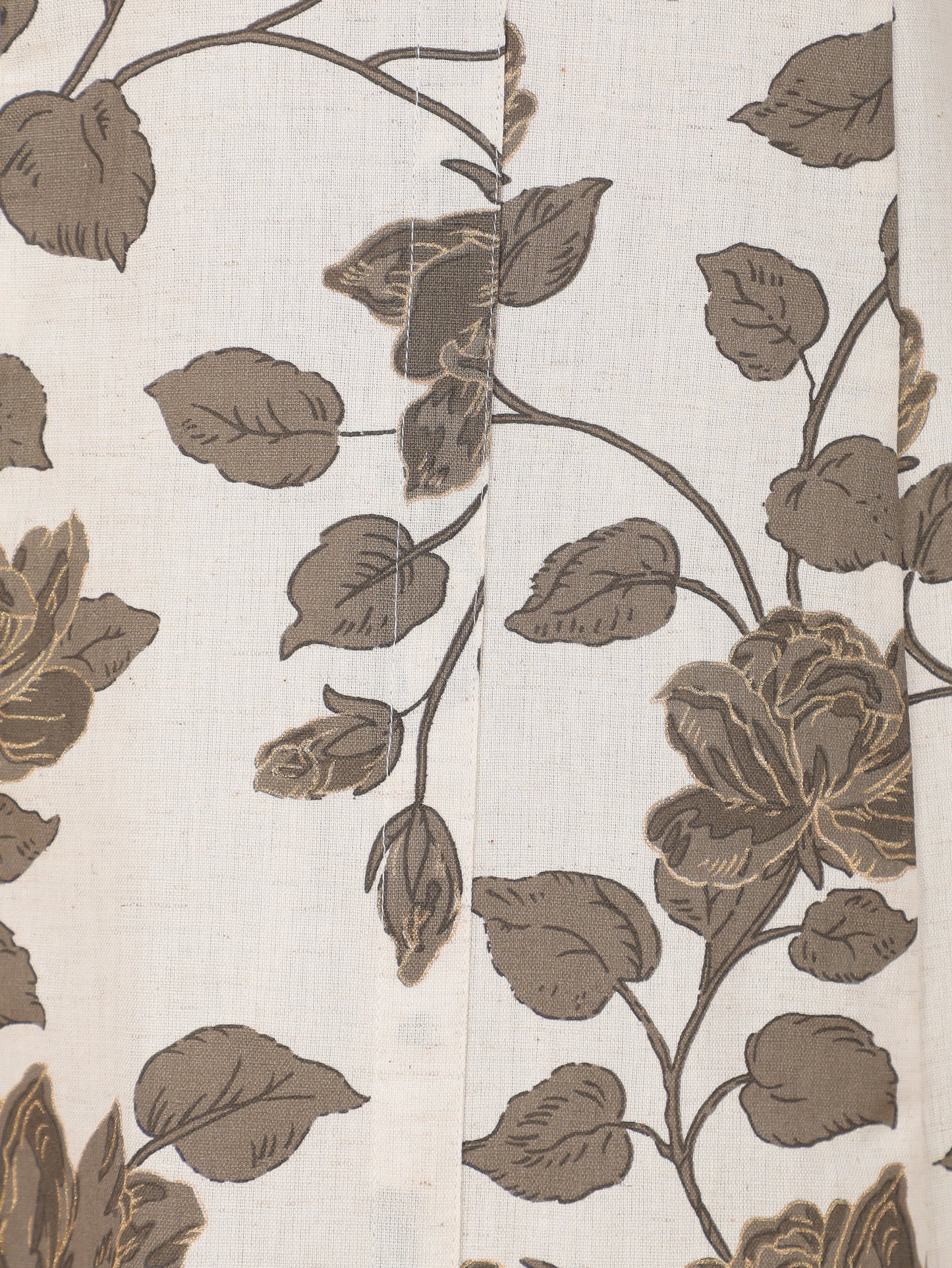 Linen Cotton Floral A-line White Kurta