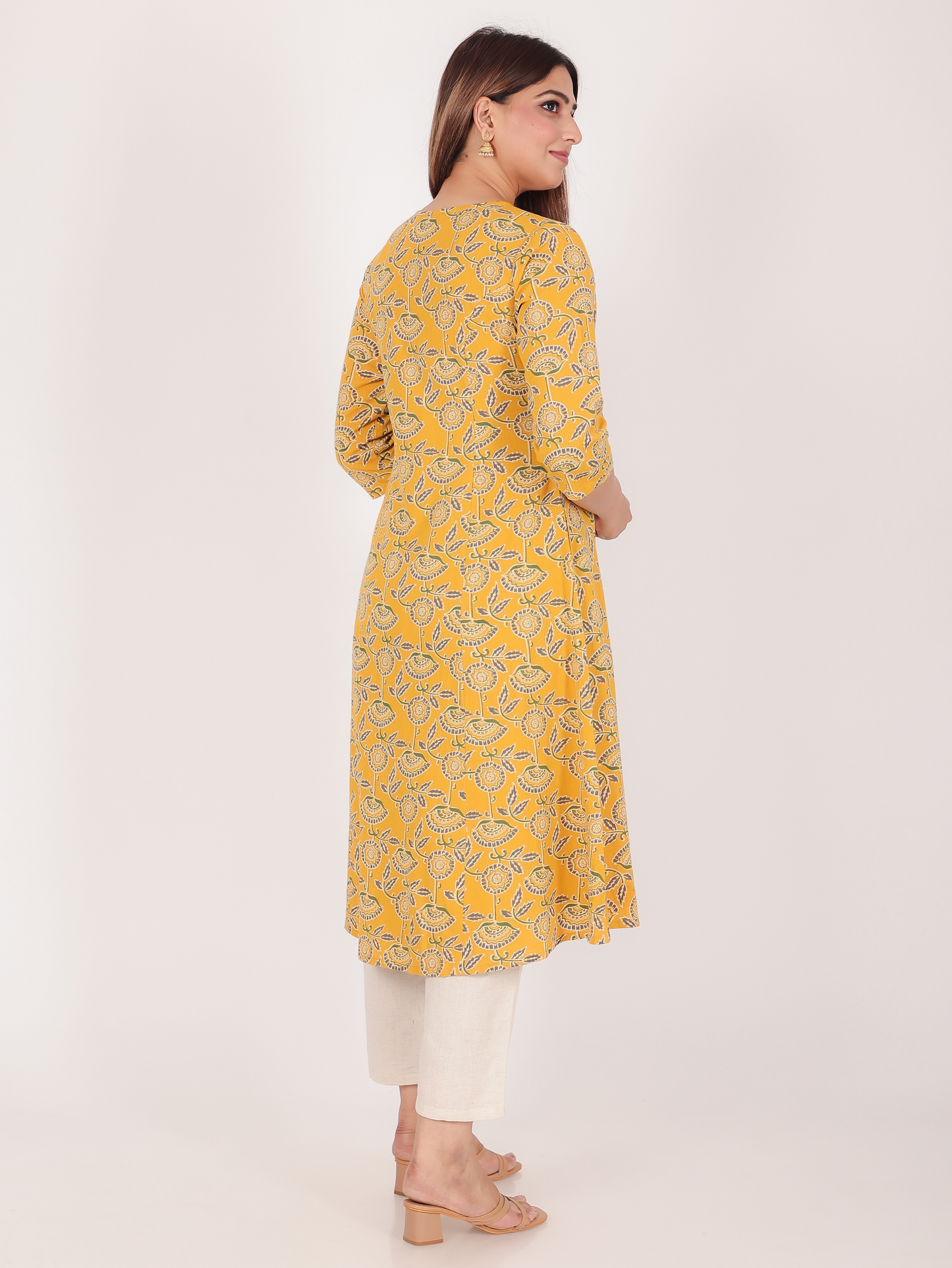 Linen Cotton Floral Kurta