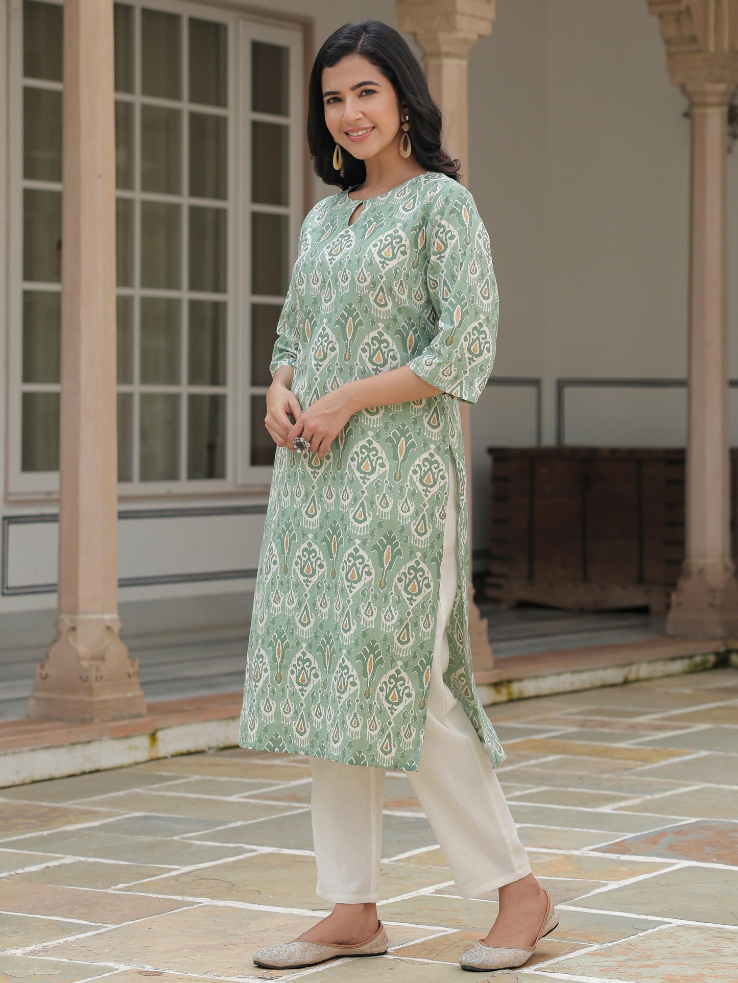 Linen Cotton Ikat Kurta