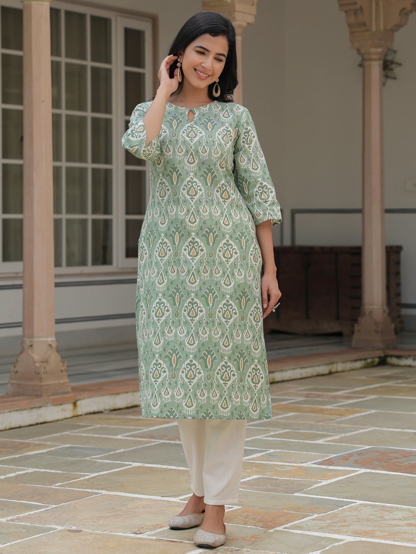 Linen Cotton Ikat Kurta