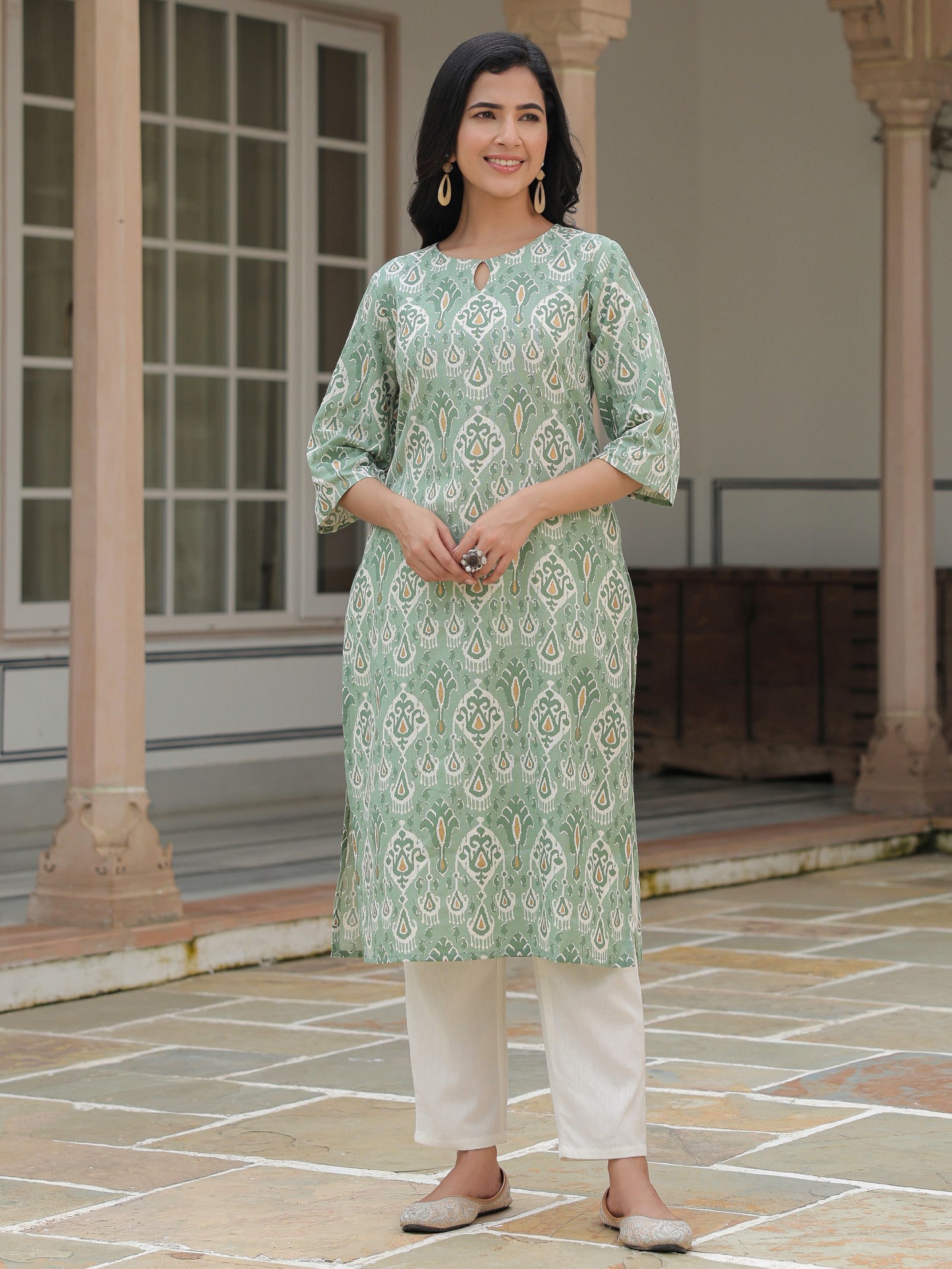 Linen Cotton Ikat Kurta