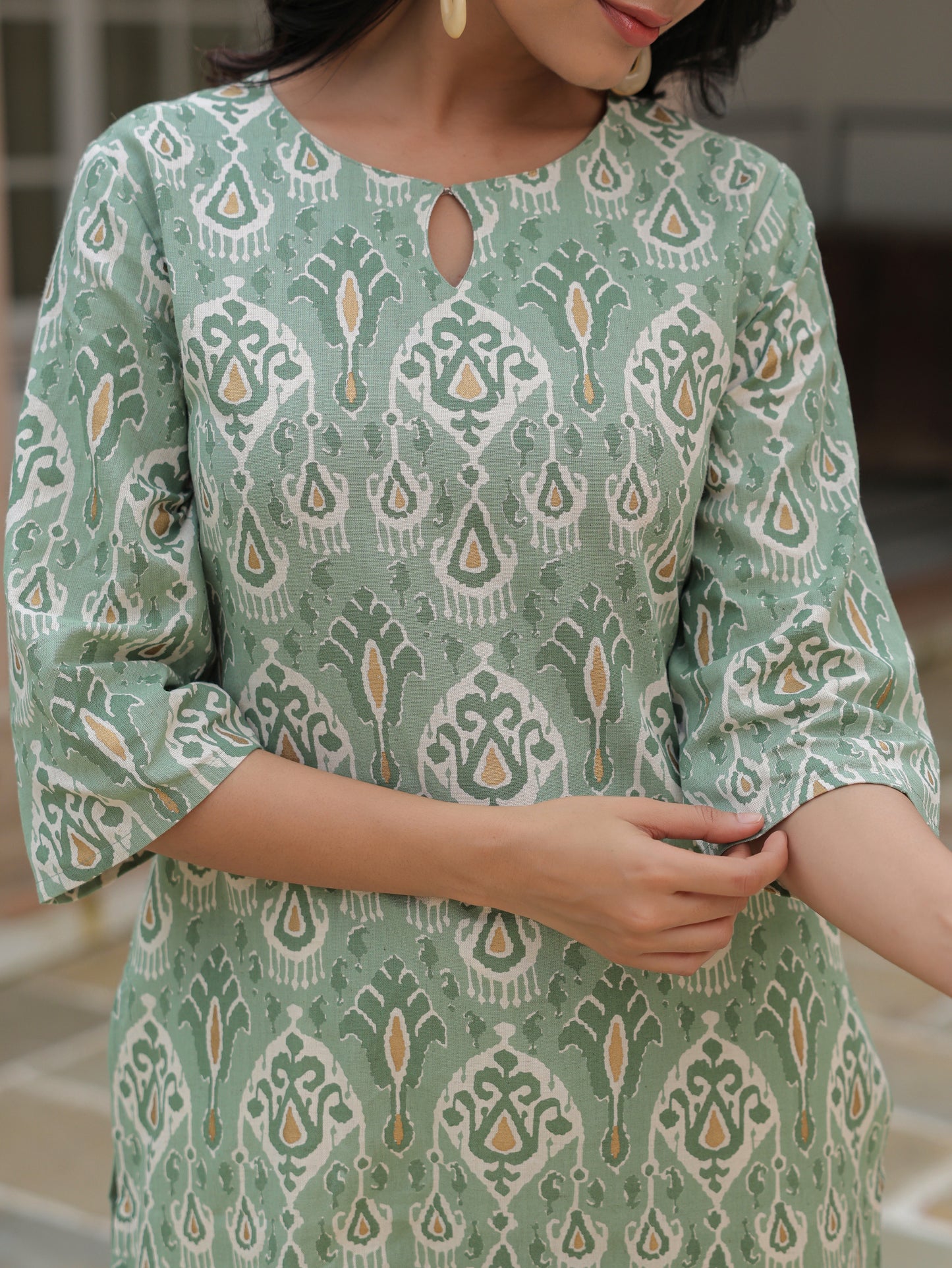 Linen Cotton Ikat Kurta