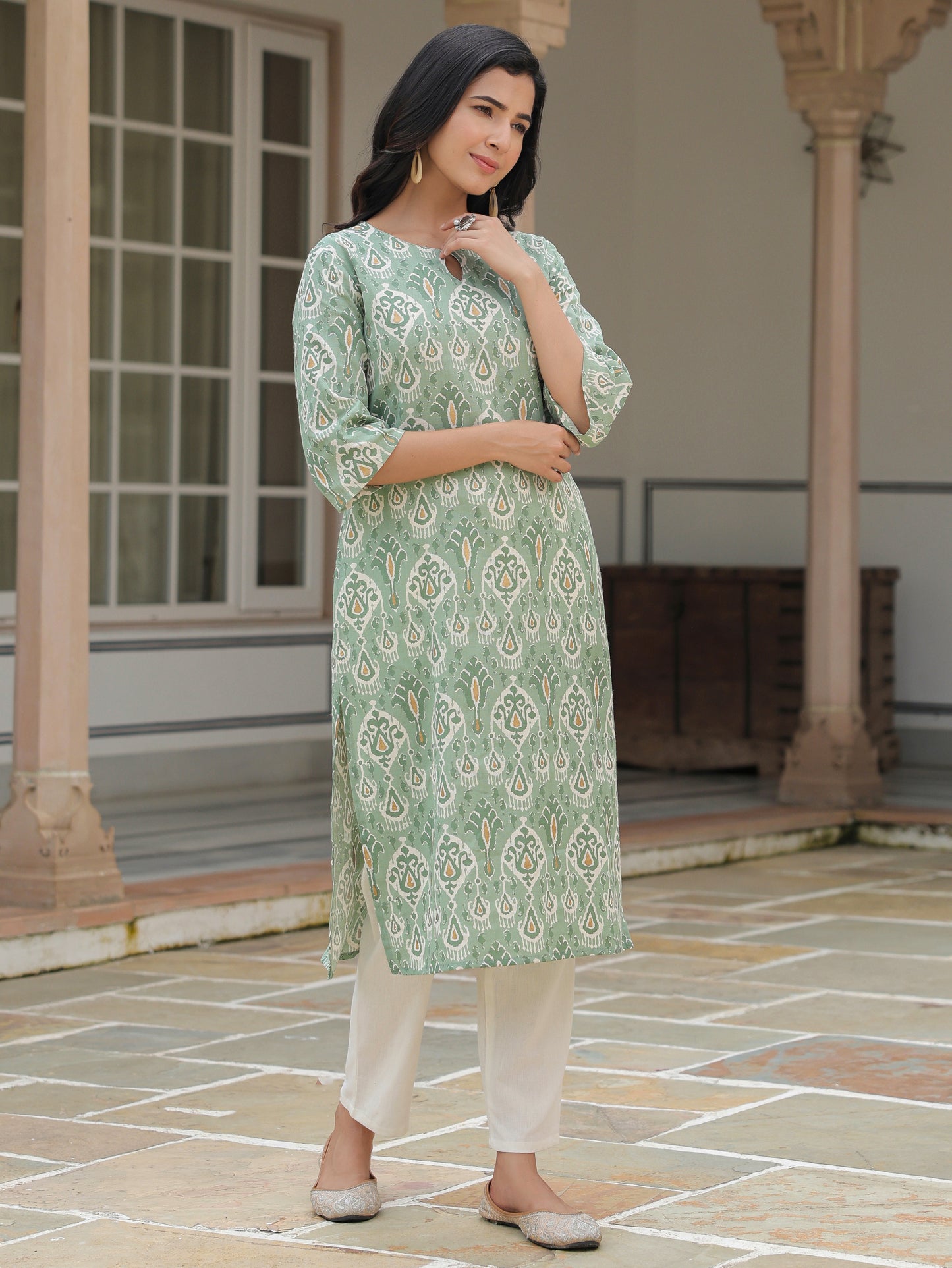 Linen Cotton Ikat Kurta