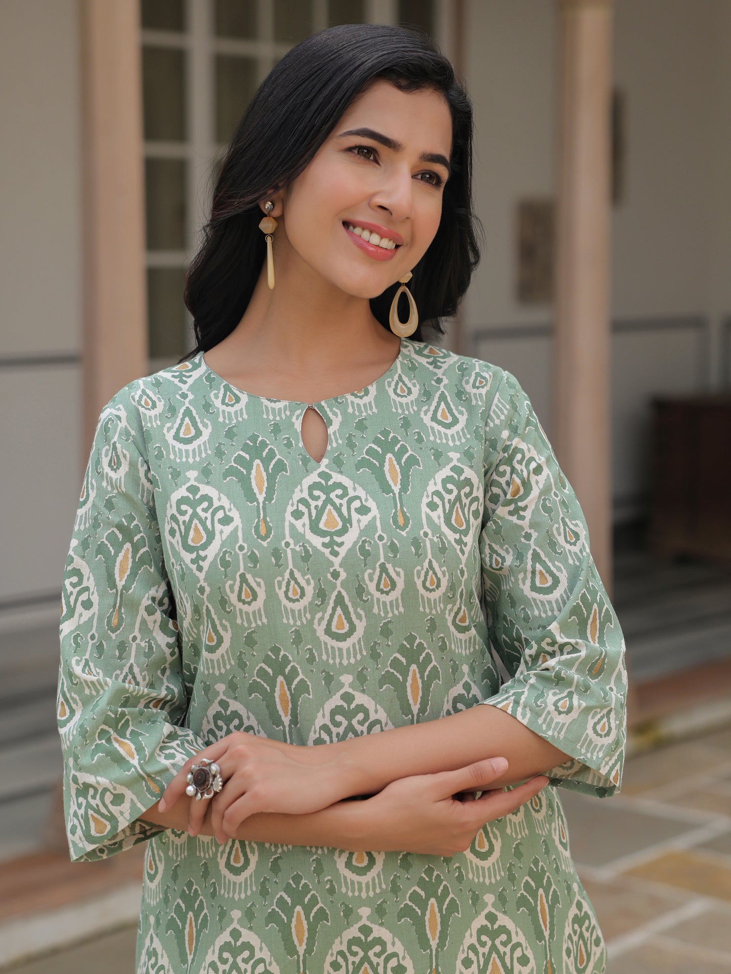 Linen Cotton Ikat Kurta