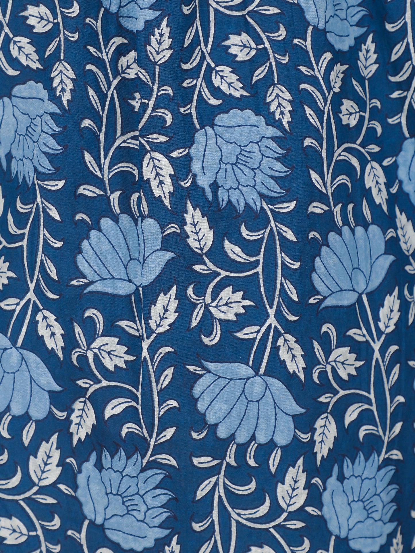 Soft Cotton Floral A-line Indigo Blue Kurti