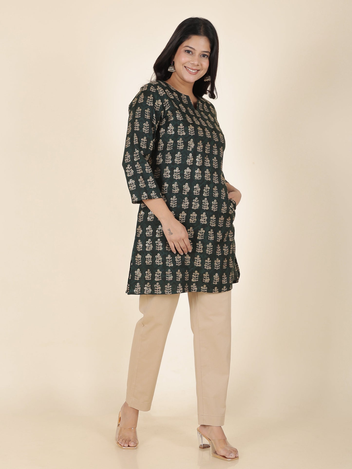 Slub Rayon Gold foil Kurti