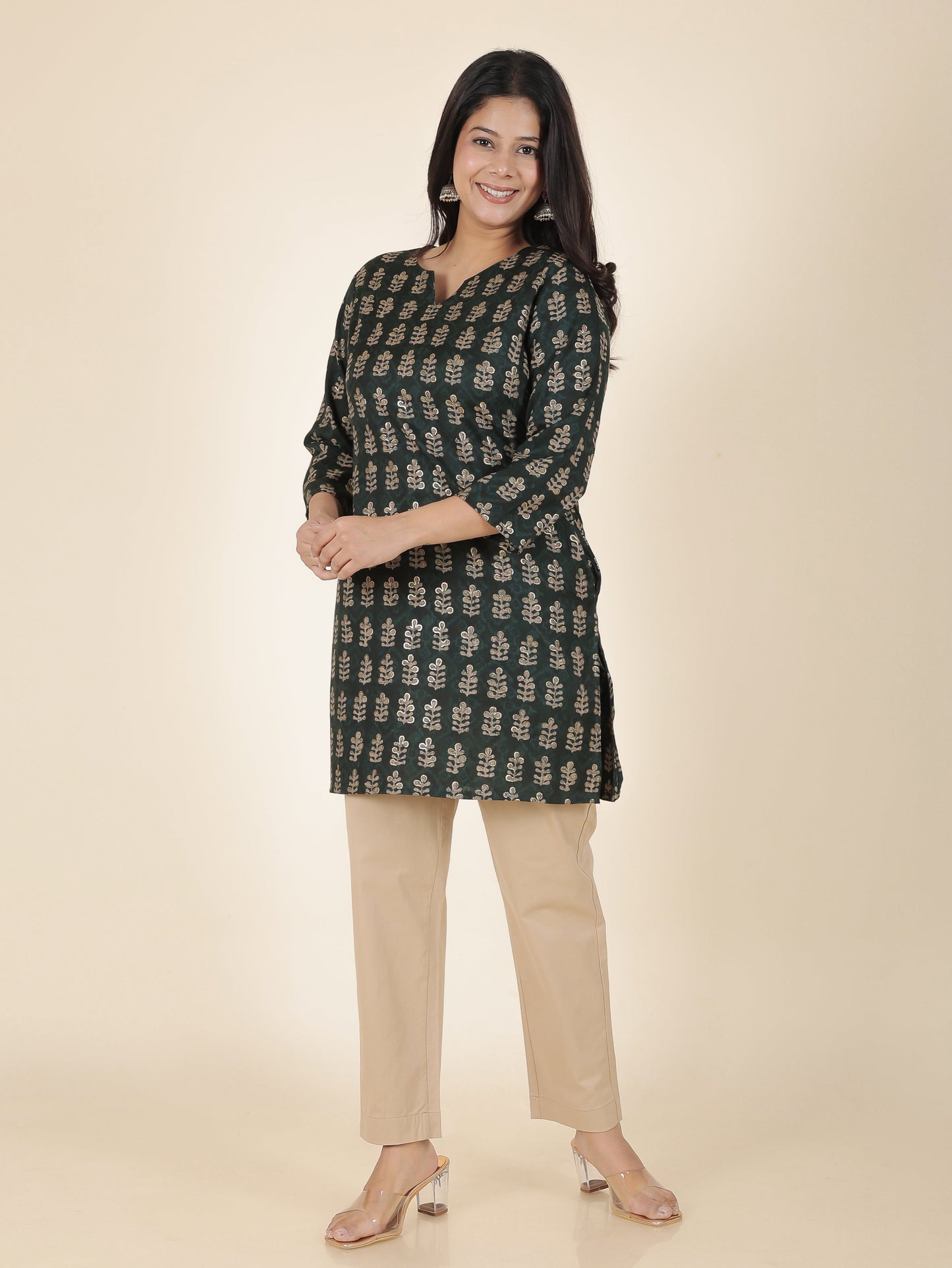 Slub Rayon Gold foil Kurti