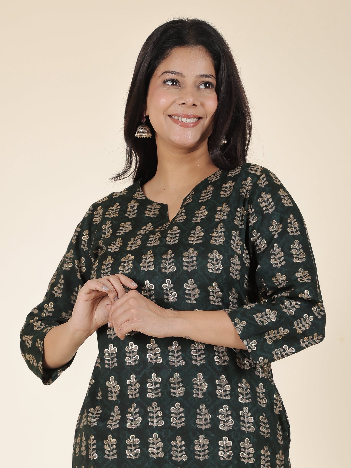 Slub Rayon Gold foil Kurti