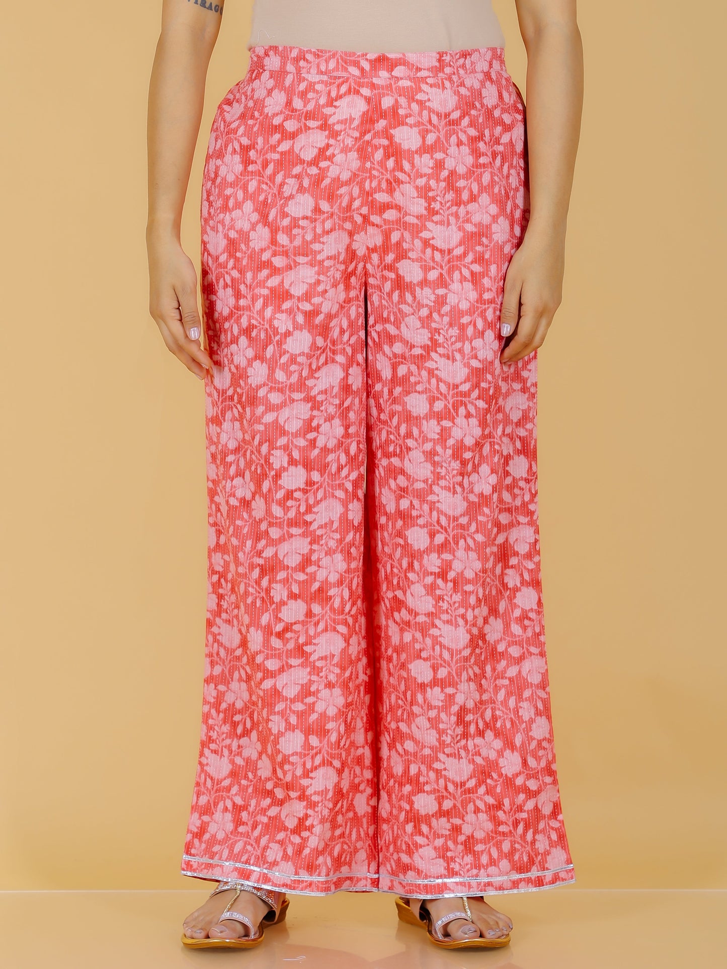 Kantha Cotton Floral Pink Palazzo