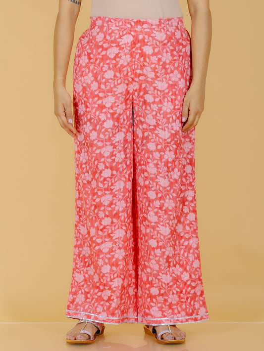 Kantha Cotton Floral Pink Palazzo