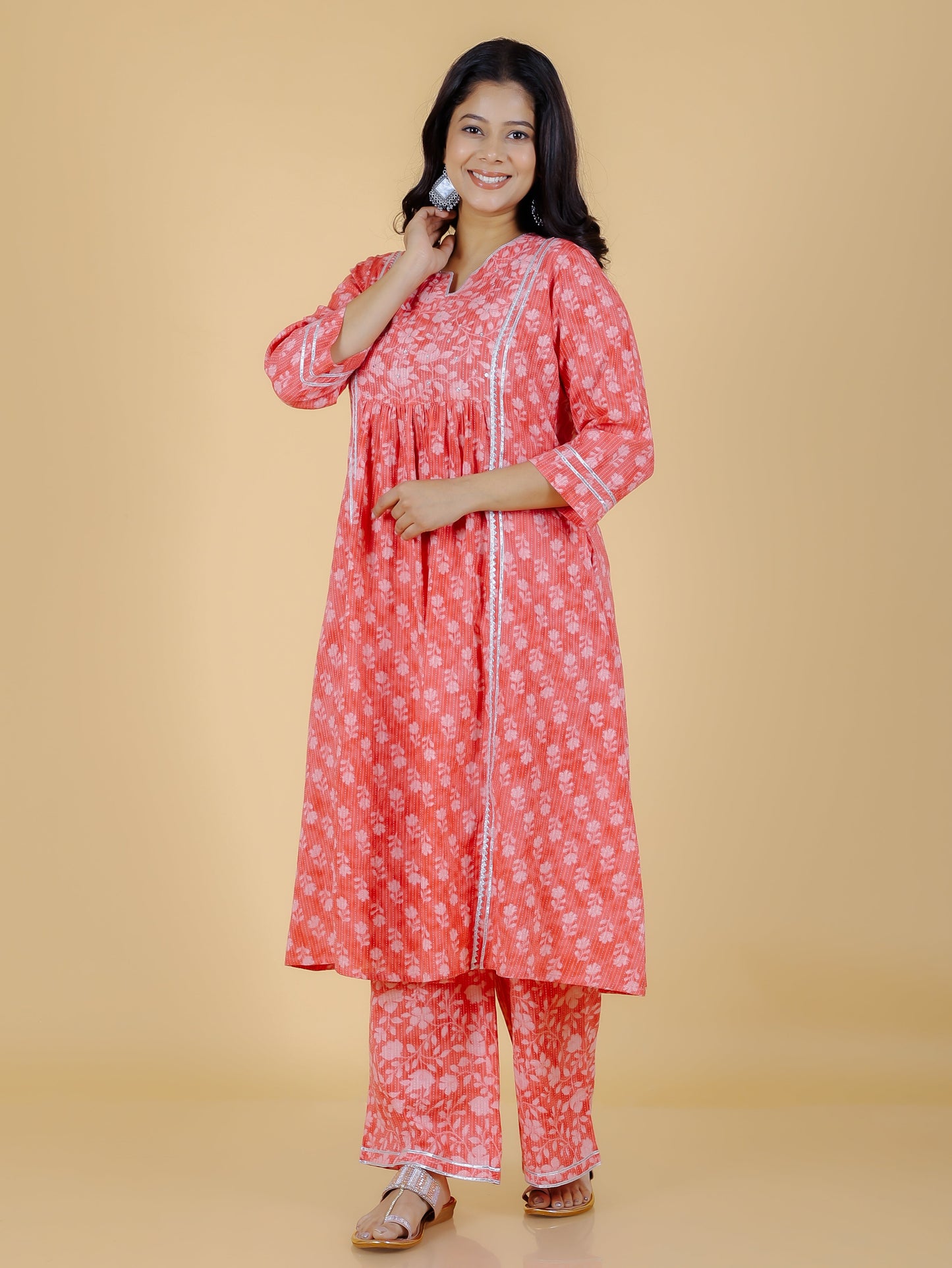 Kantha Cotton Floral Kurta