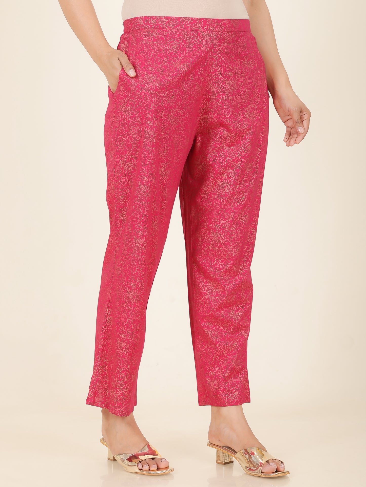 Rayon Gold foil Crop Pant