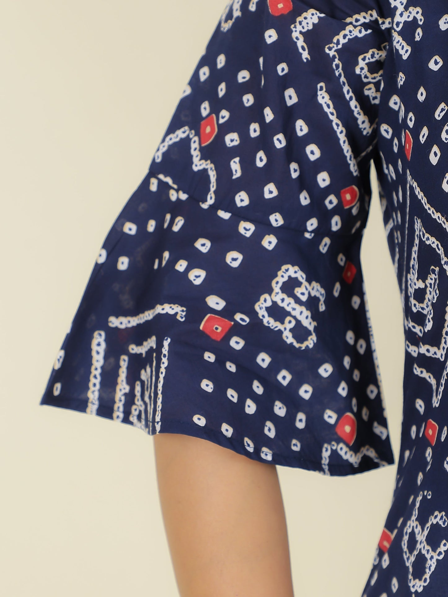 Soft Cotton Bandhani Straight Blue Kurti