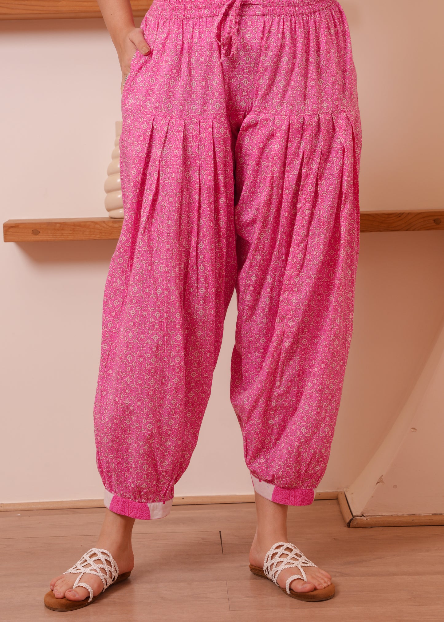 Soft Cotton Floral Straight Pink Kurta