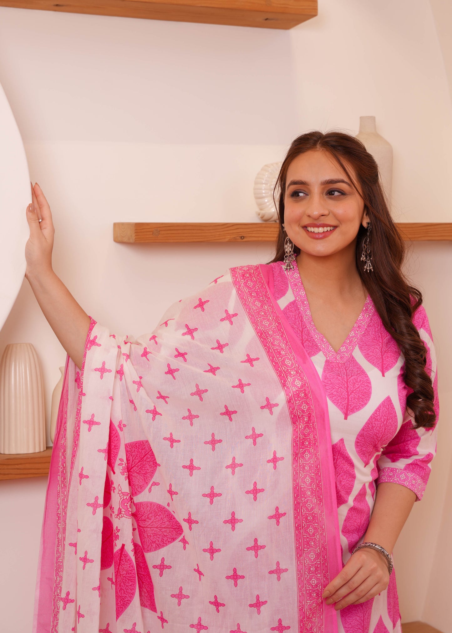 Soft Cotton Floral Straight Pink Kurta