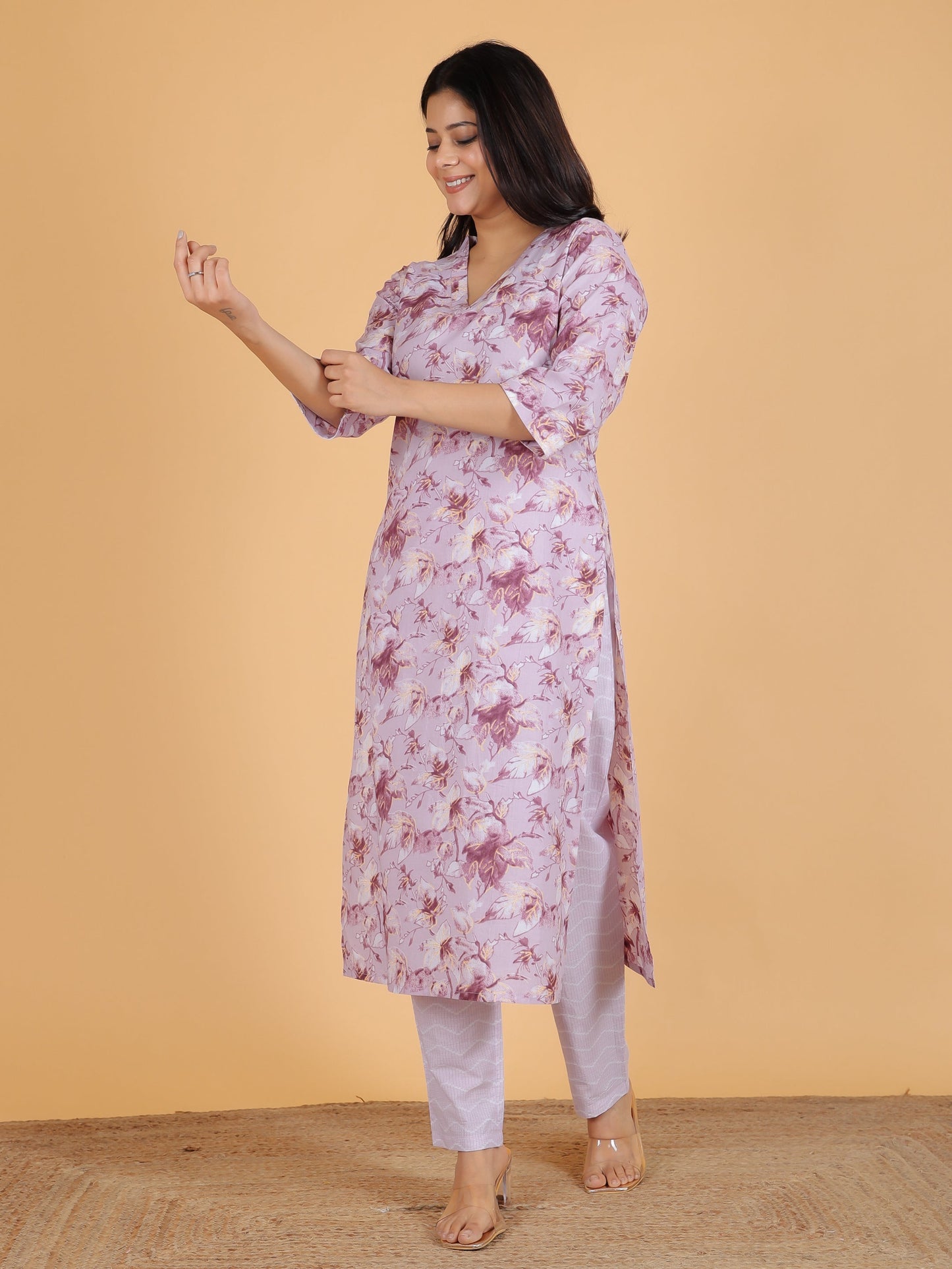 Soft Cotton Gold foil Kurta