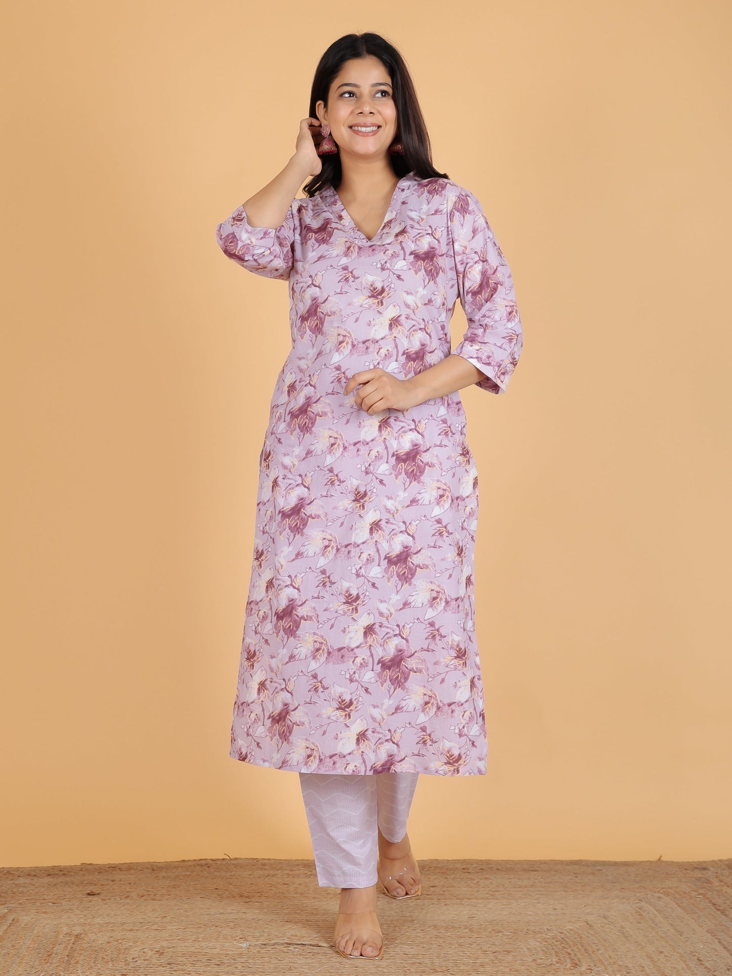 Soft Cotton Gold foil Kurta