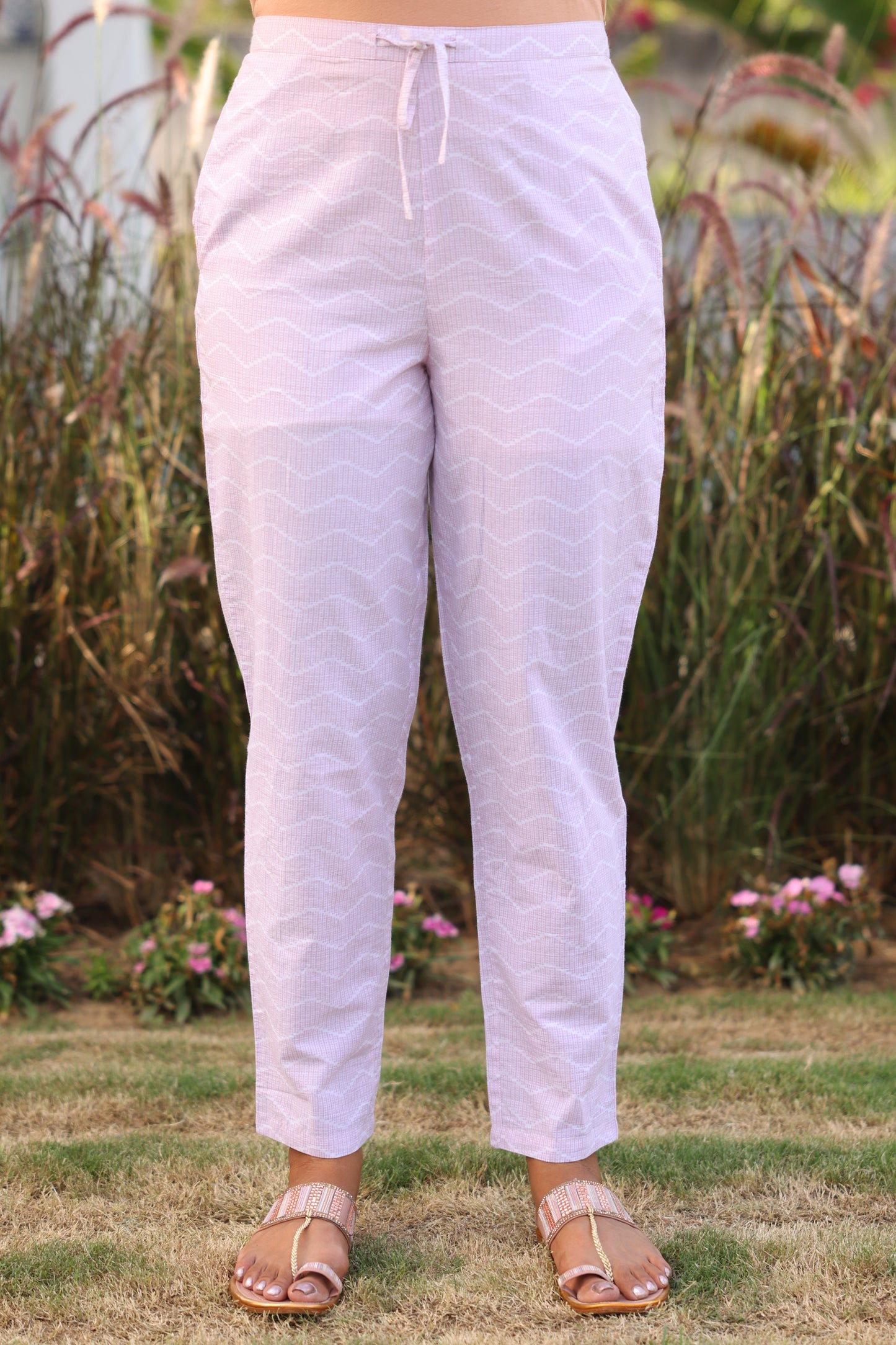 Soft Cotton Gold foil Straight Purple Kurta