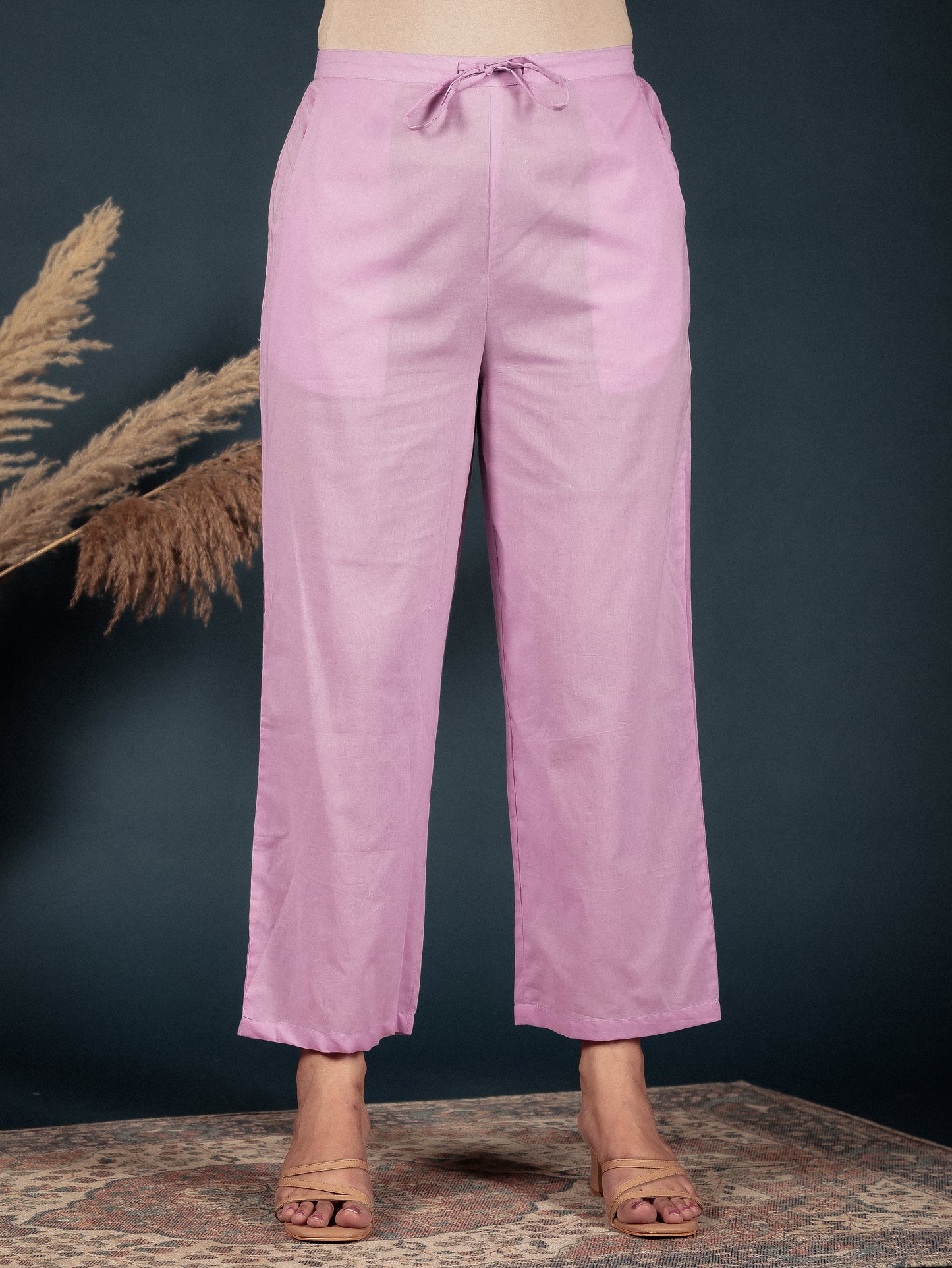 Soft Cotton Solid Pink Pant