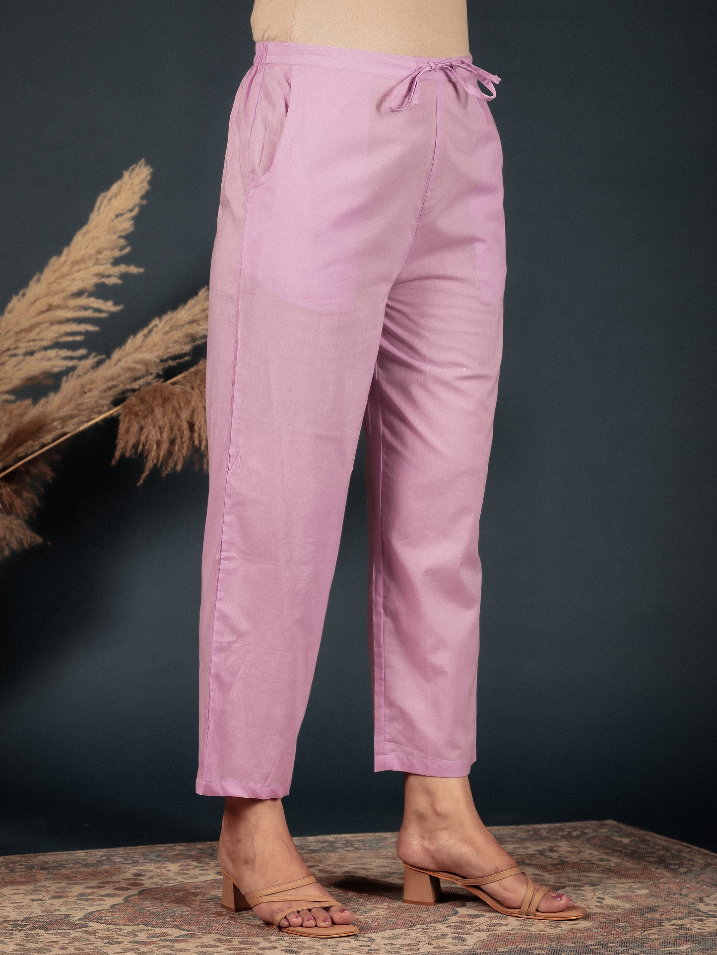 Soft Cotton Solid Pink Pant