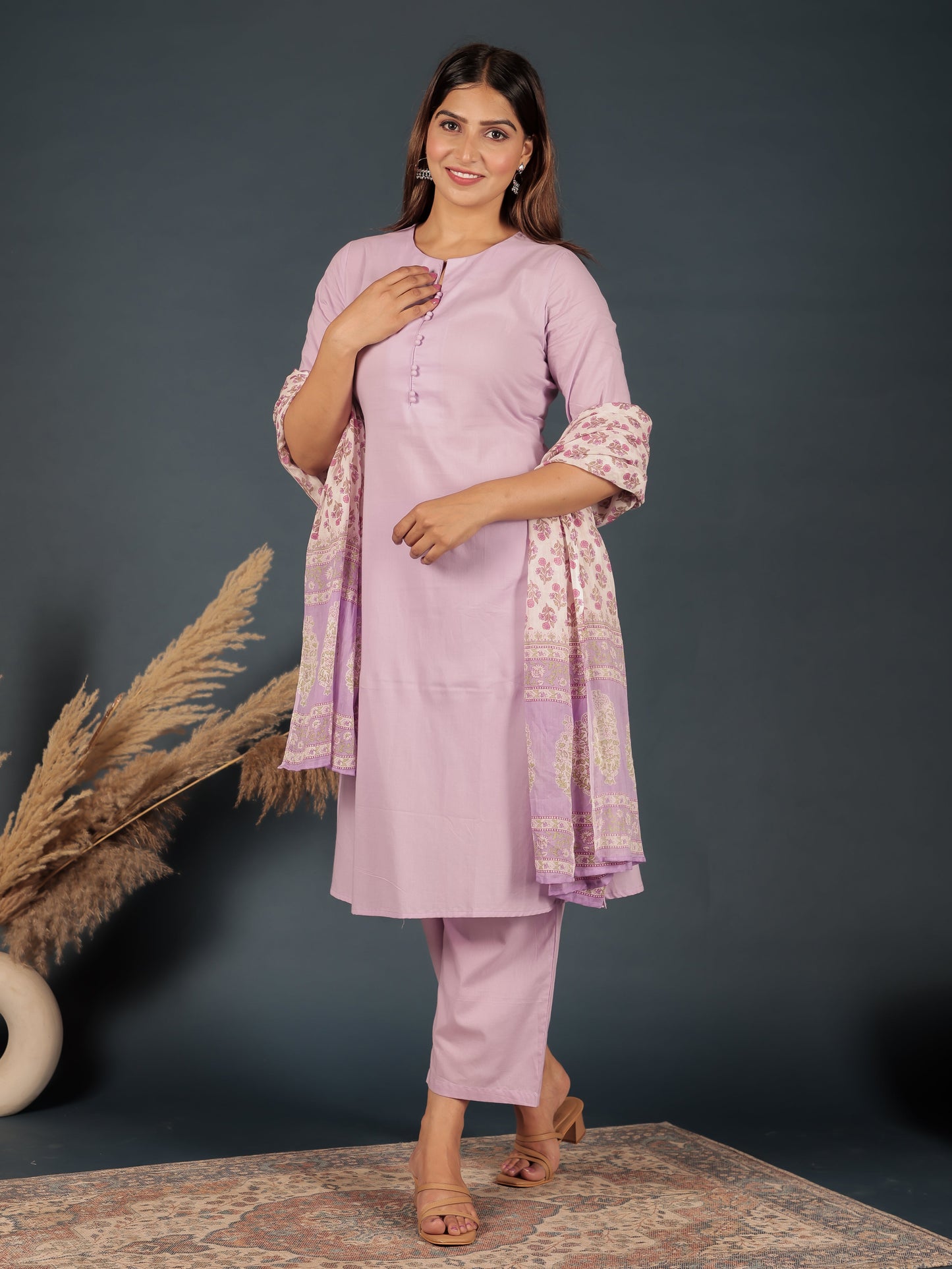 Soft Cotton Solid A-line Pink Kurta