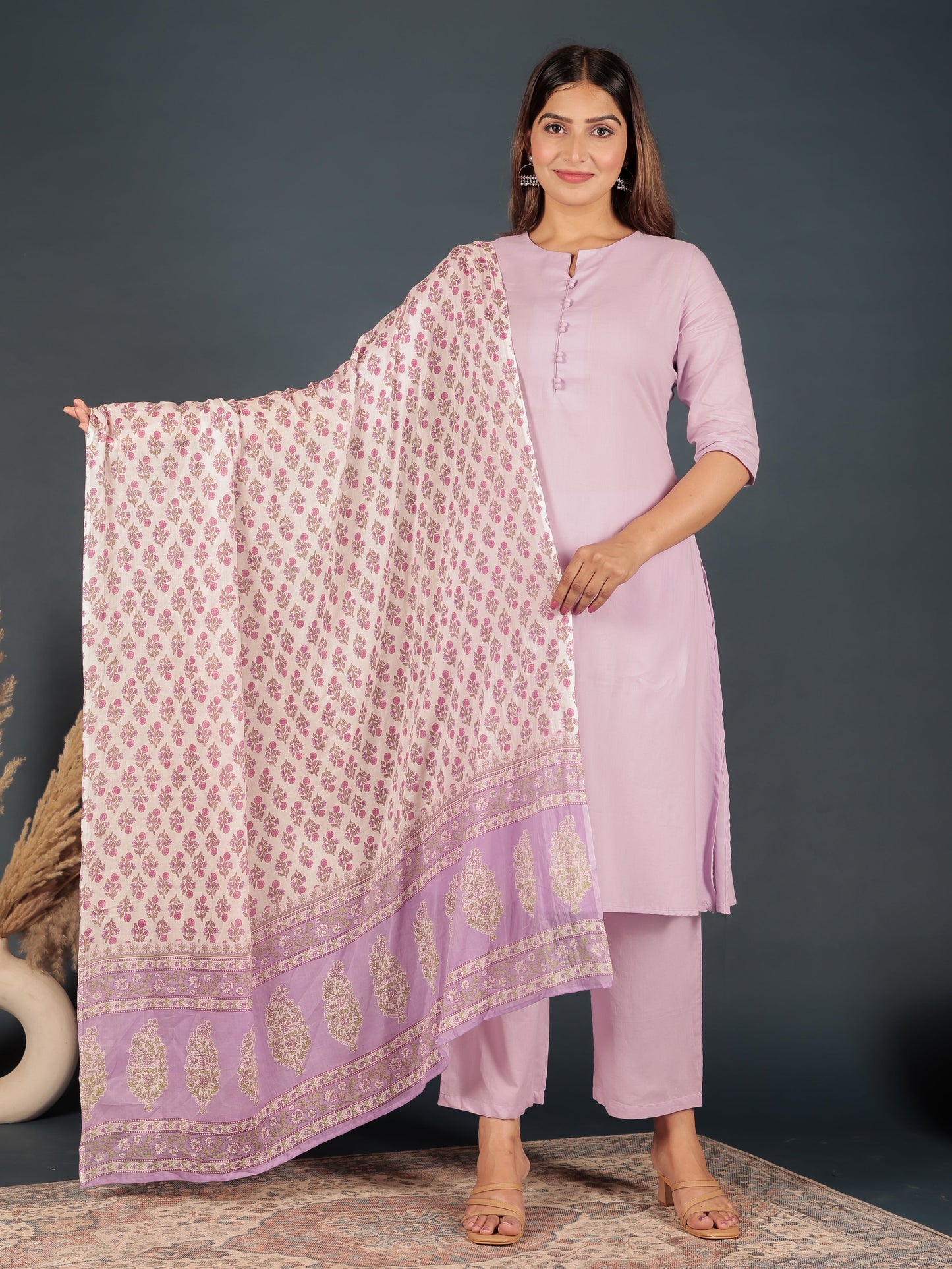 Soft Cotton Solid A-line Pink Kurta