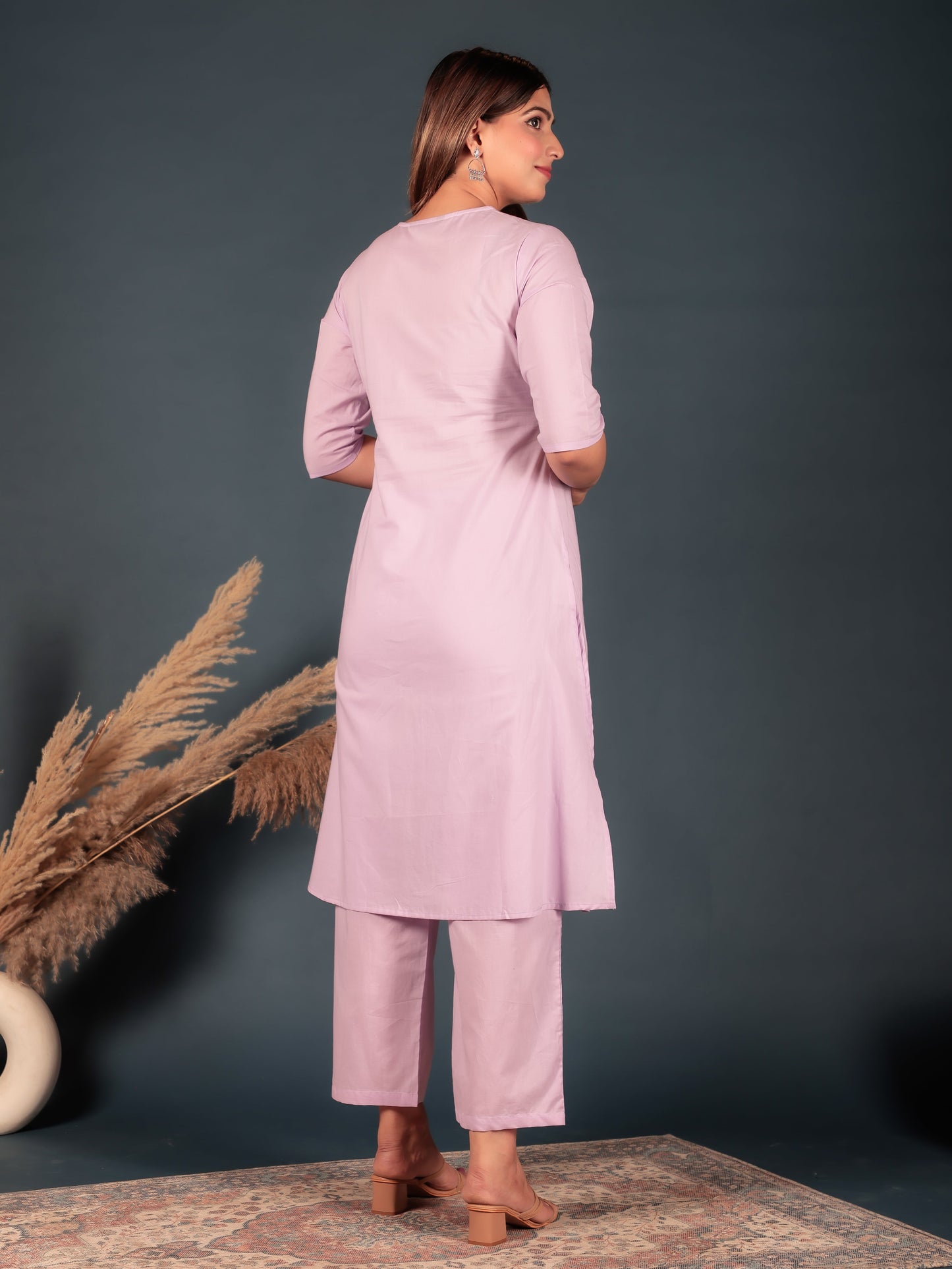 Soft Cotton Solid A-line Pink Kurta