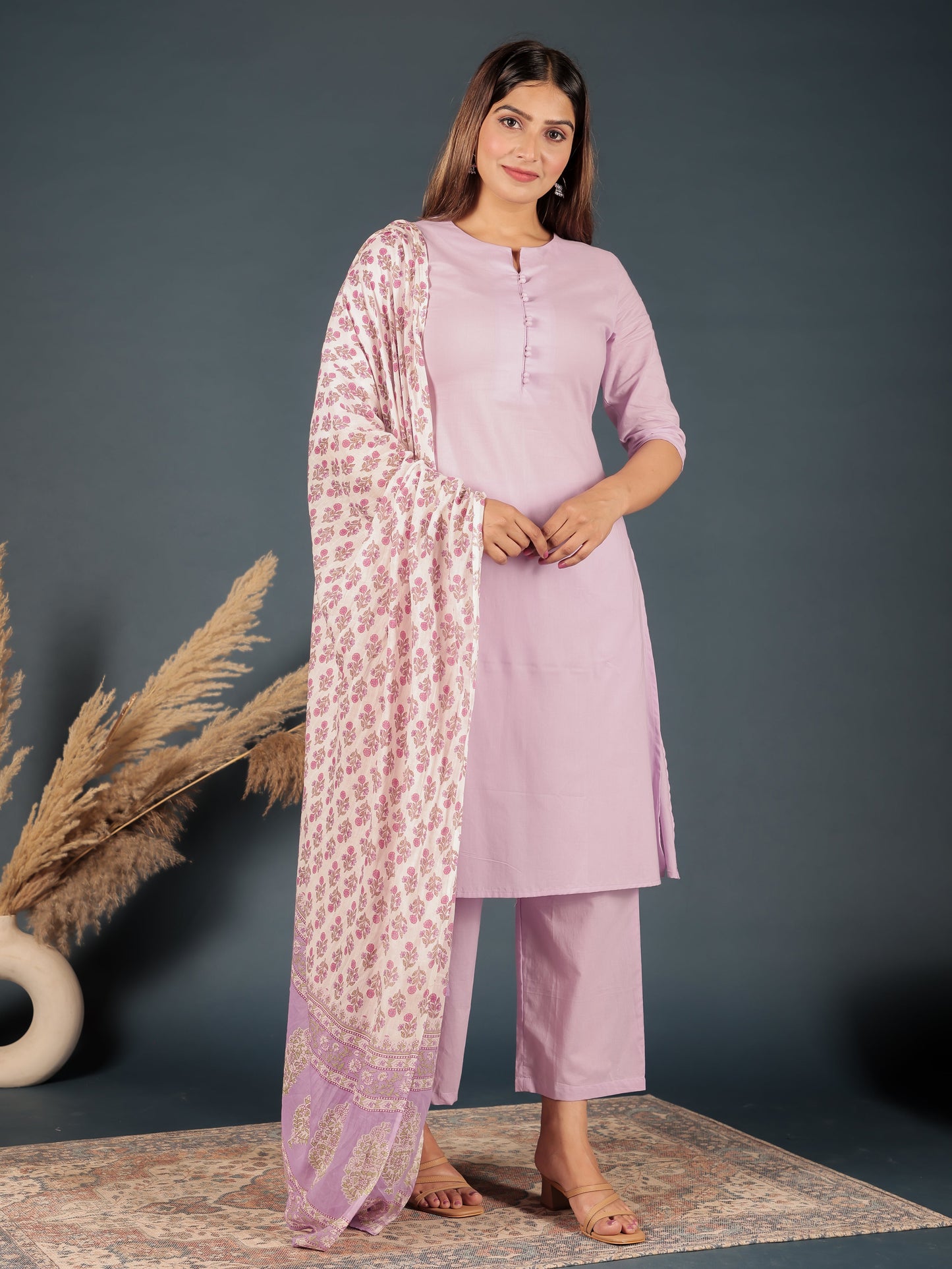 Soft Cotton Solid A-line Pink Kurta