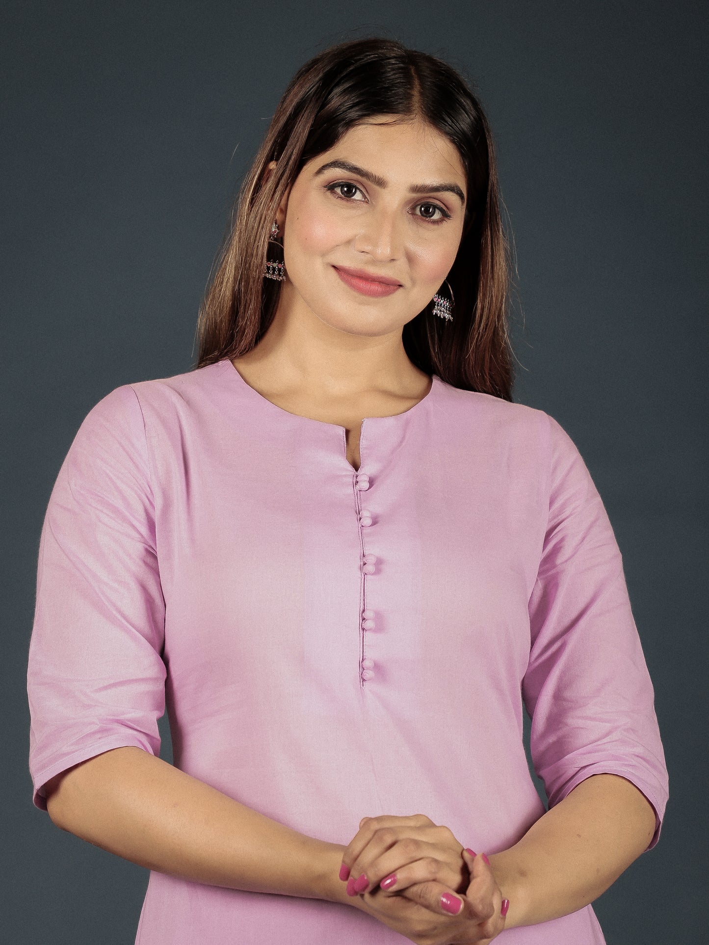 Soft Cotton Solid A-line Mauve Kurta