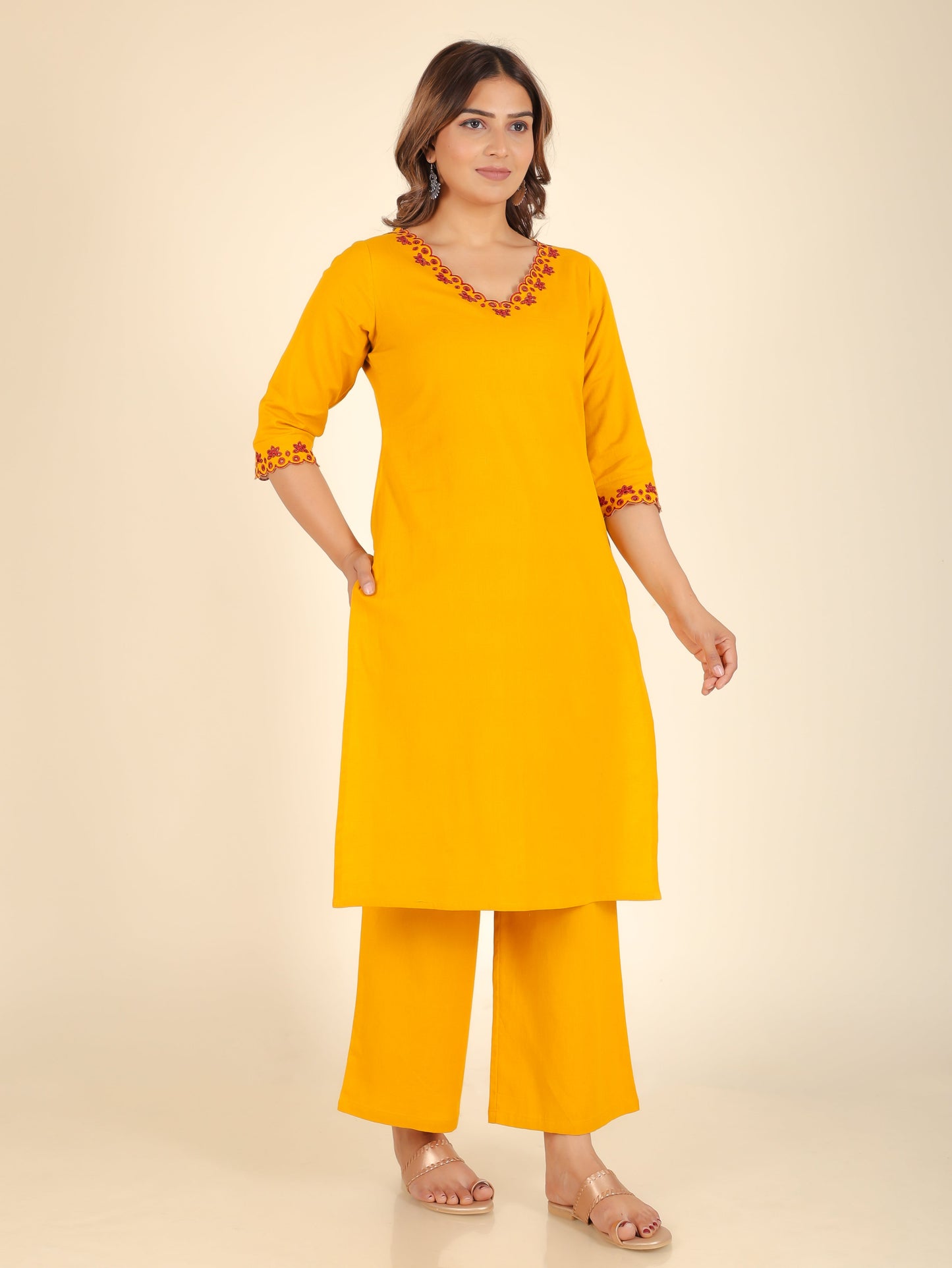 Linen Cotton Solid Kurta