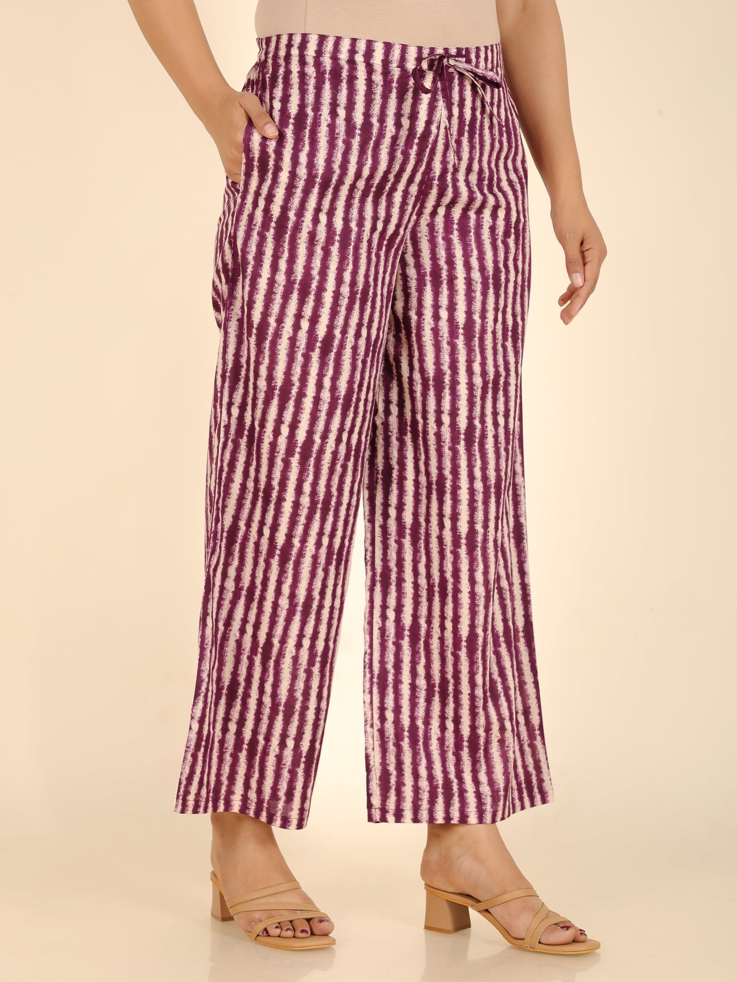 Soft Cotton Striped Palazzo