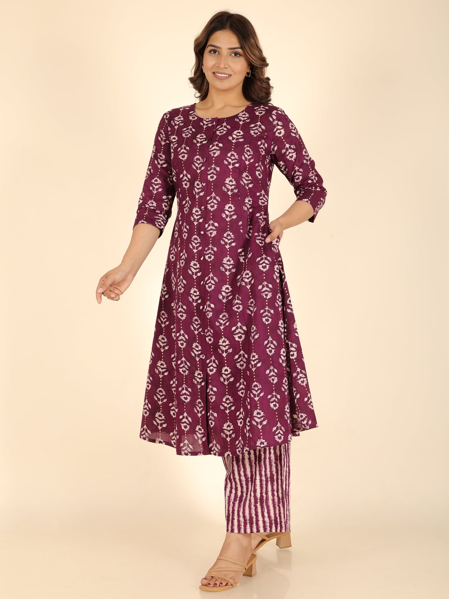 Soft Cotton Gold foil Kurta